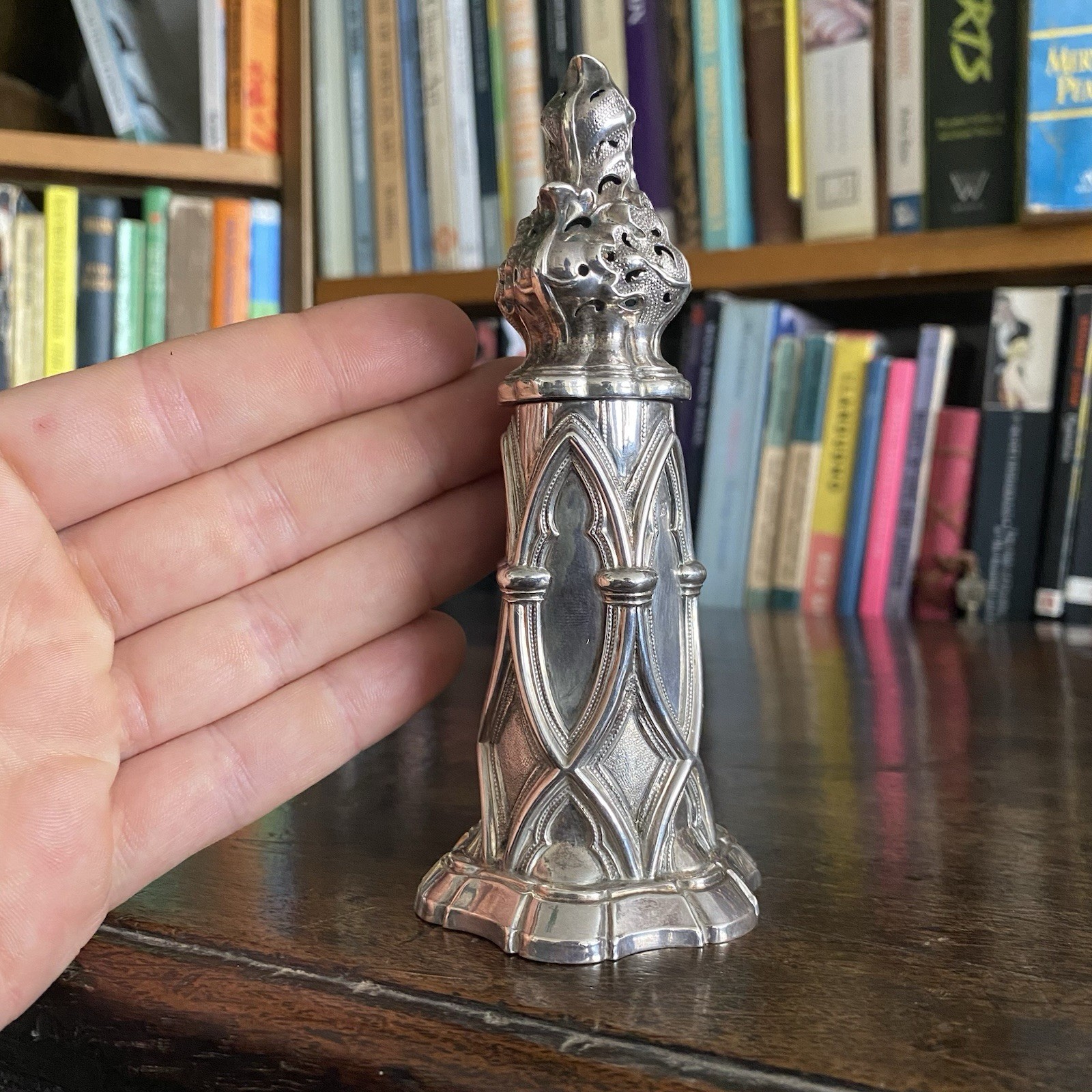 Antique Gothic Solid Silver Sugar Shaker Hallmarked 1895 Henry Wilkinson Co – 5″