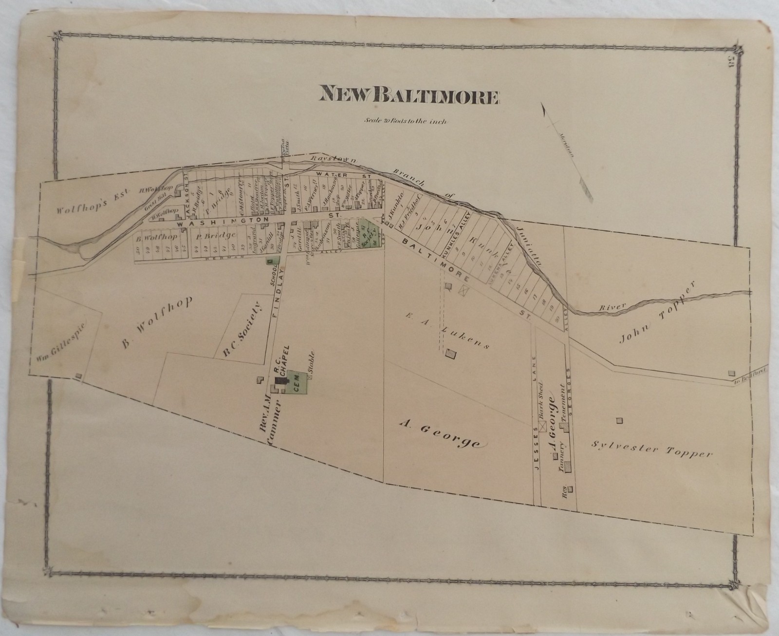1876 Pennsylvania Somerset Co New Baltimore Alleghany Atlas Print
