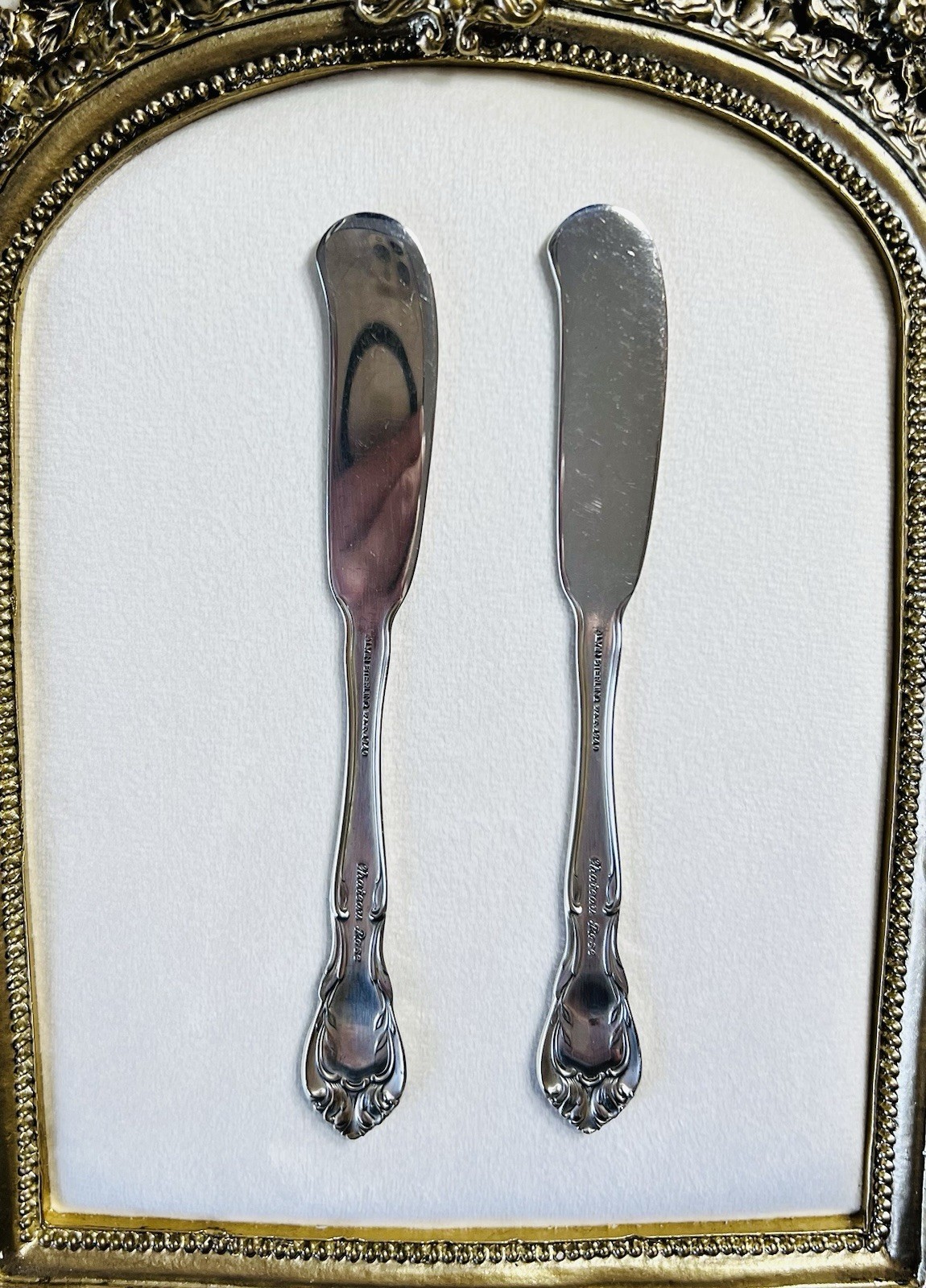 VTG Alvin 52g Sterling Silver 2 Solid Butter Spreaders CHATEAU ROSE Flat Knives