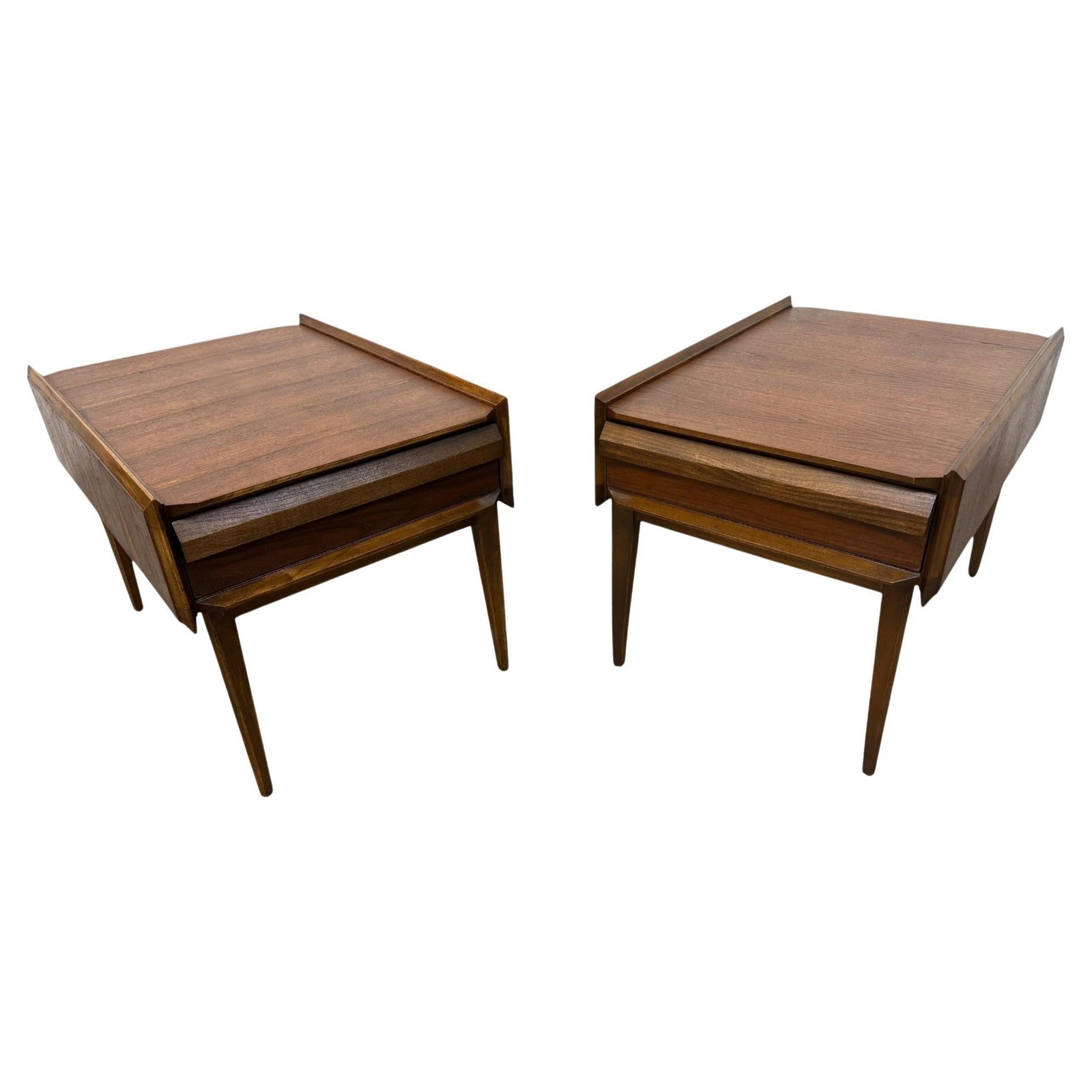 Mid-Century Modern Lane 1st Edition Walnut Side Tables – Set of 2