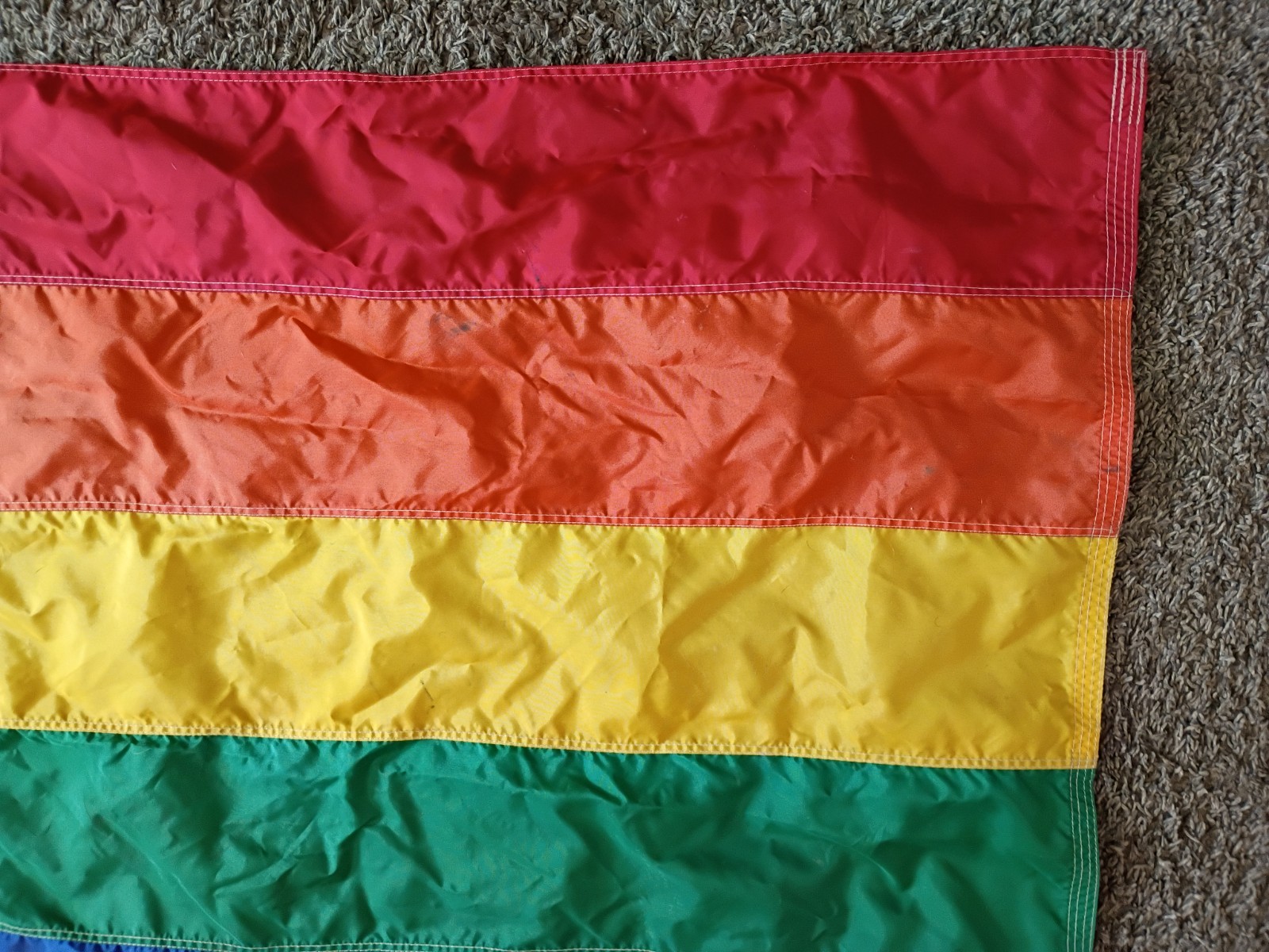 Vintage 1979 PARA-LITE PARAMOUNT FLAG CO RAINBOW PRIDE FLAG LGBT 3X5″ NYLON GAY