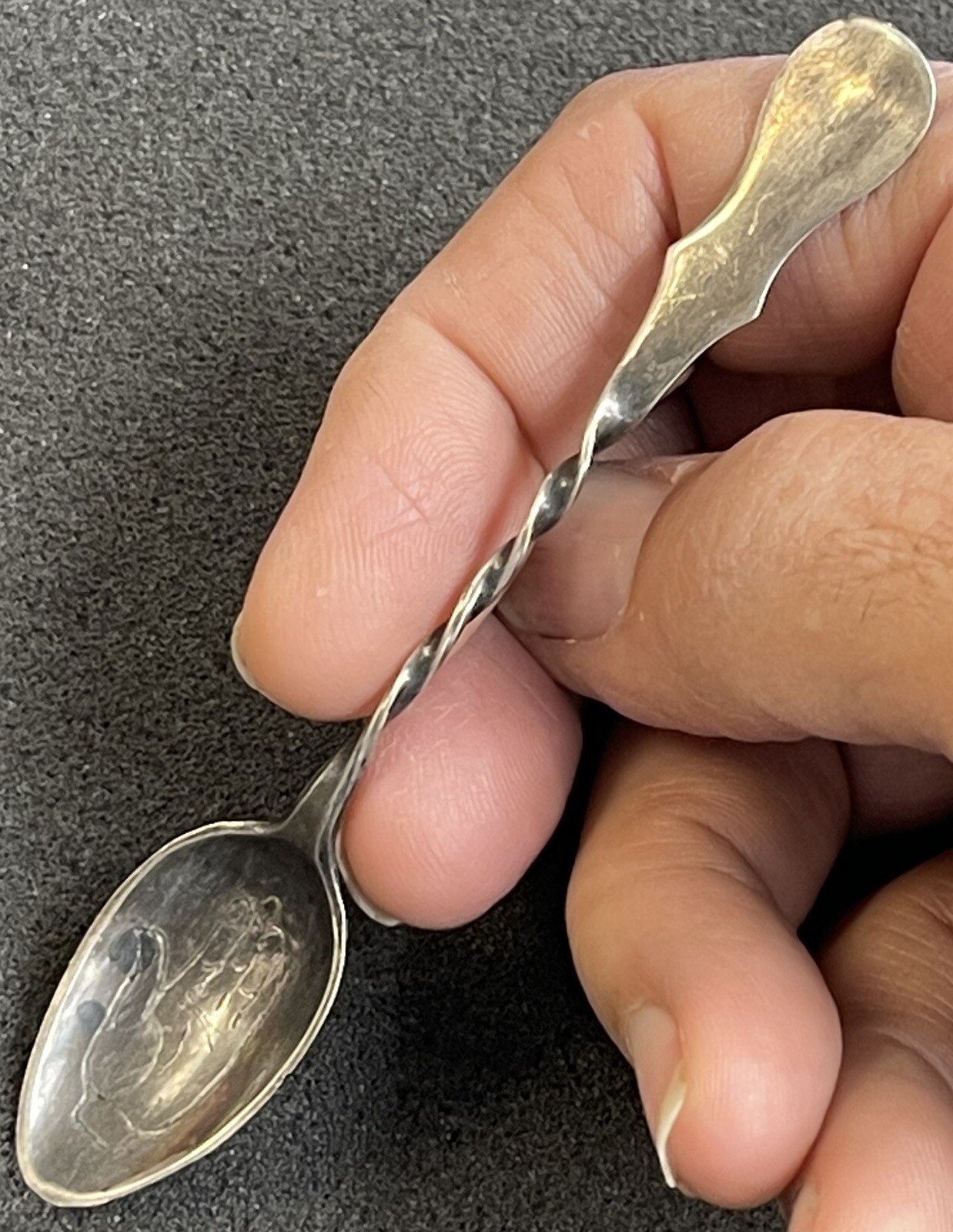 Antique Bologna Italian Silver Hamsa Hand Demitasse Spoon…………………..TH963