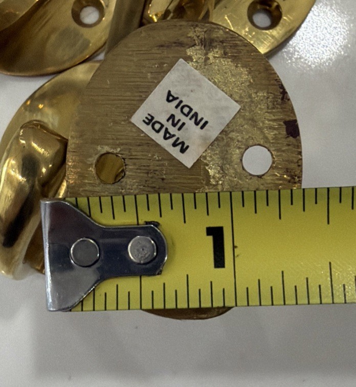 6 VTG 4”Solid Brass Wall Door Coat Kitchen Hook Rustic Old Style with 1”screws