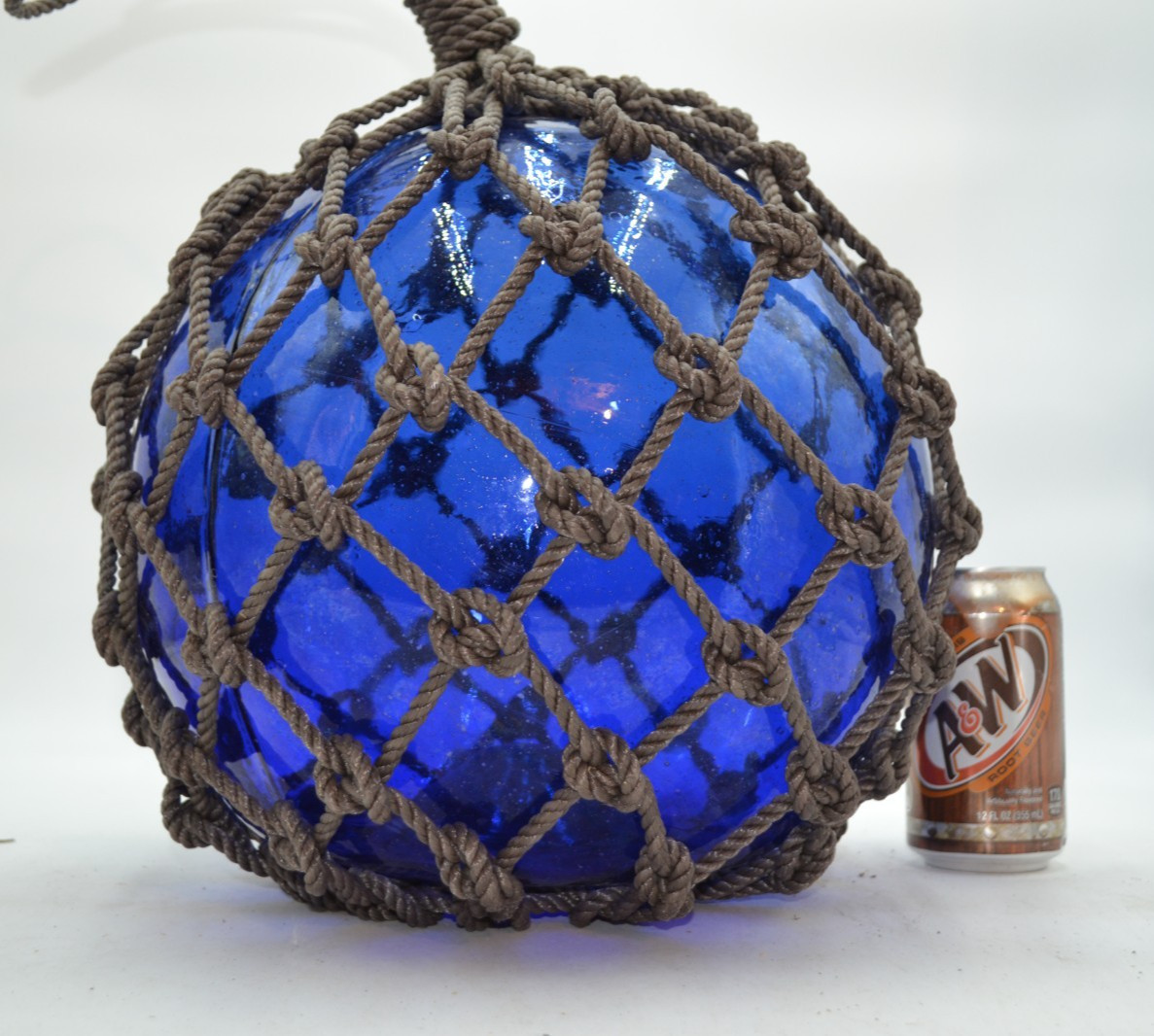 VINTAGE GLASS FISHING FLOAT IN COBALT BLUE