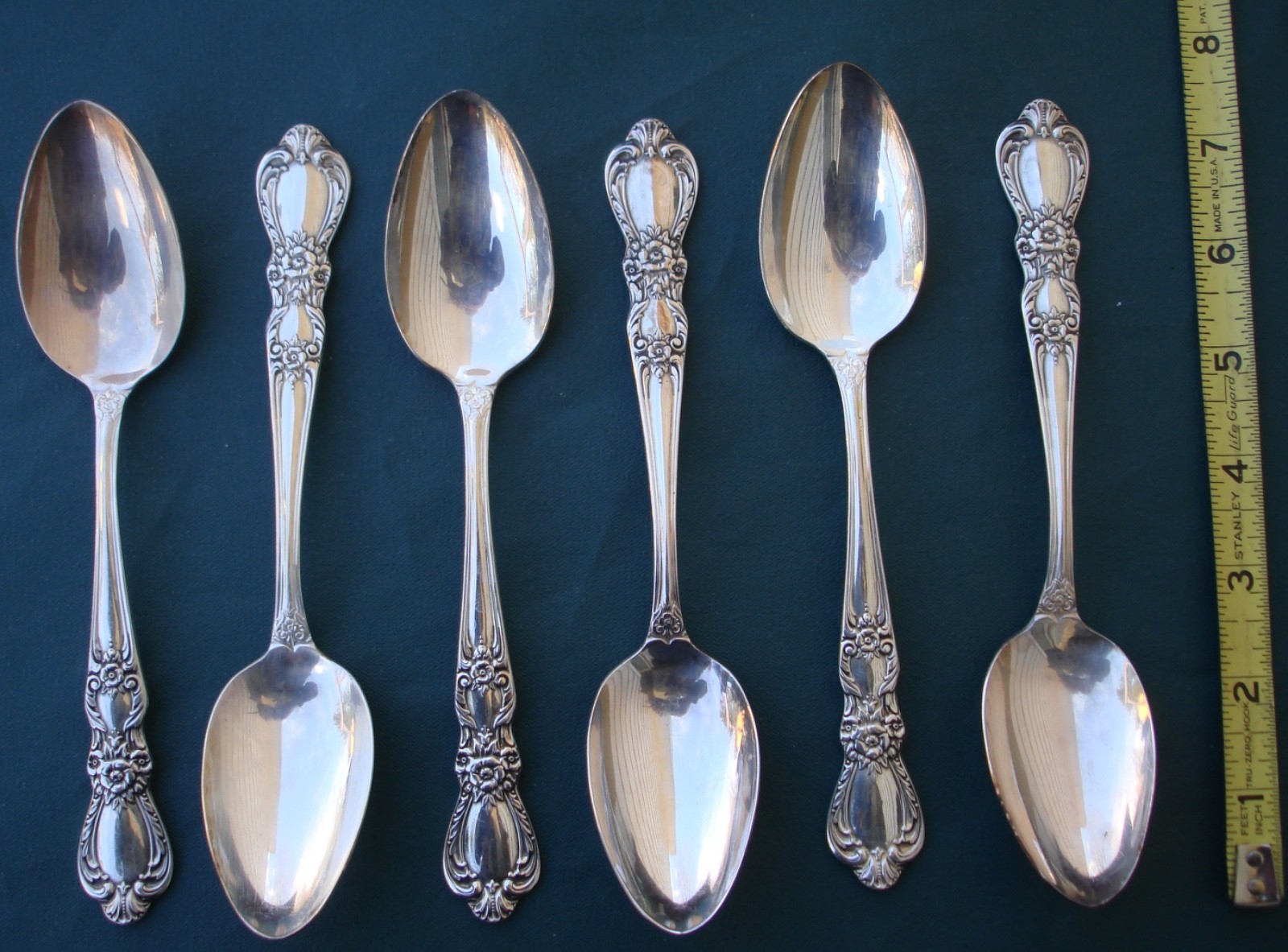 1953 HERITAGE 6 Oval Soup Spoons 1847 Rogers Bros IS Silverplate Flatware 7 1/4″