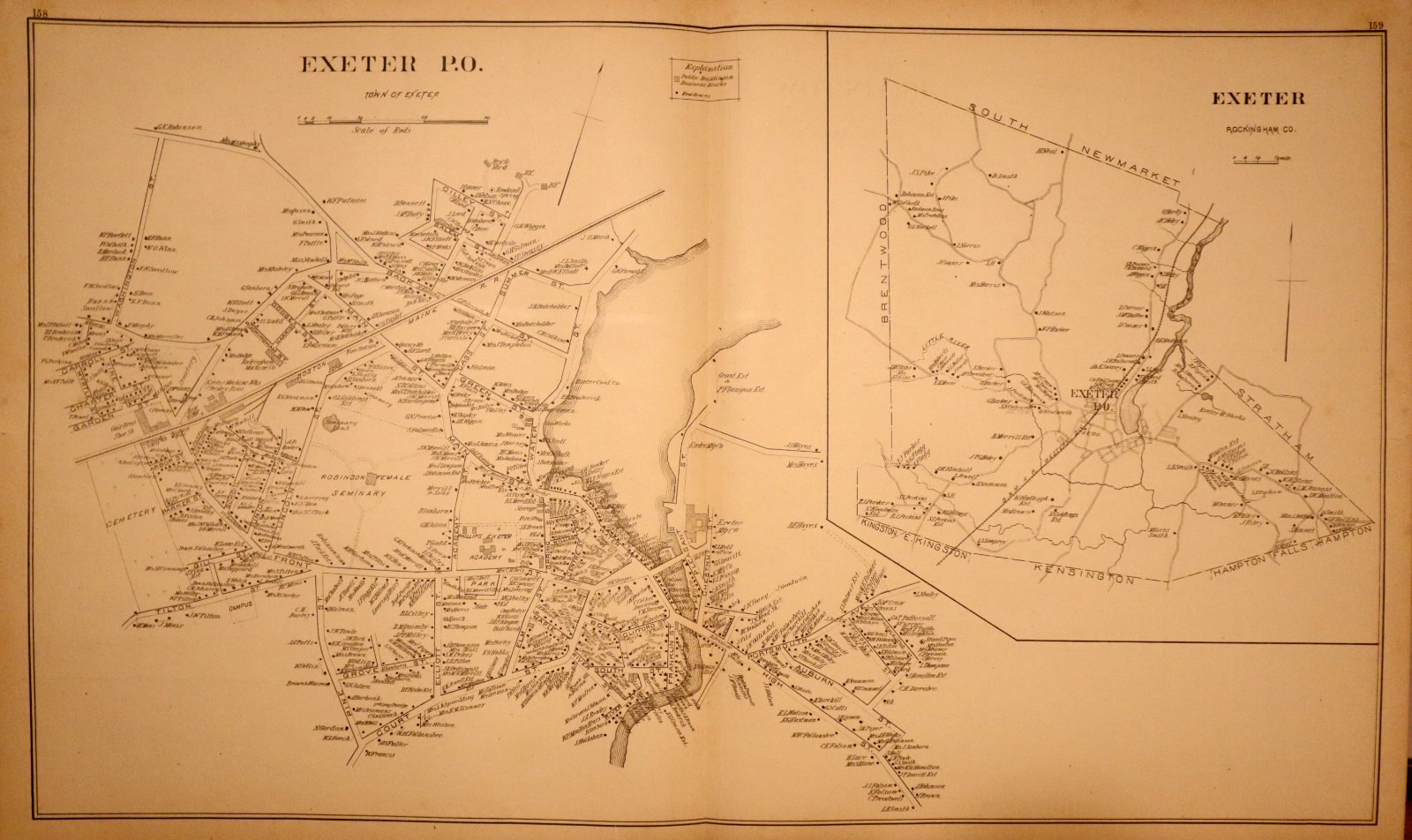 1892 Plat Map ~ Exeter, New Hampshire (17.5″x28″)-#167