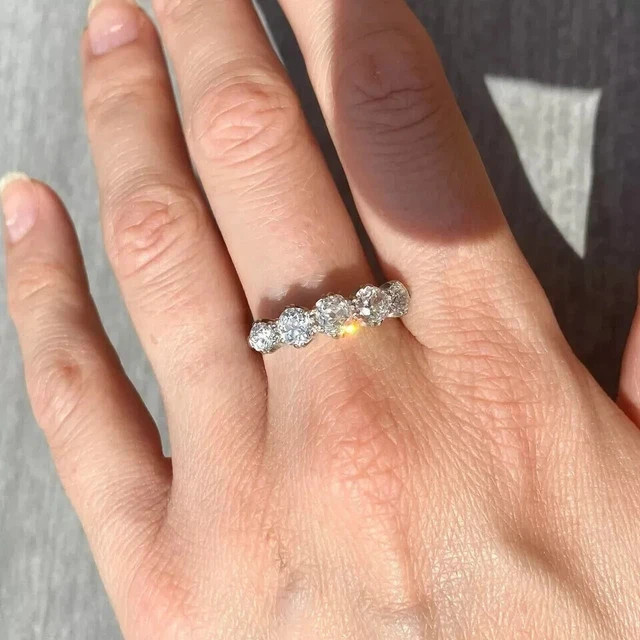 Art Deco 3.45Ct Simulated Diamond Engagement 14K White Gold Plated Silver Ring