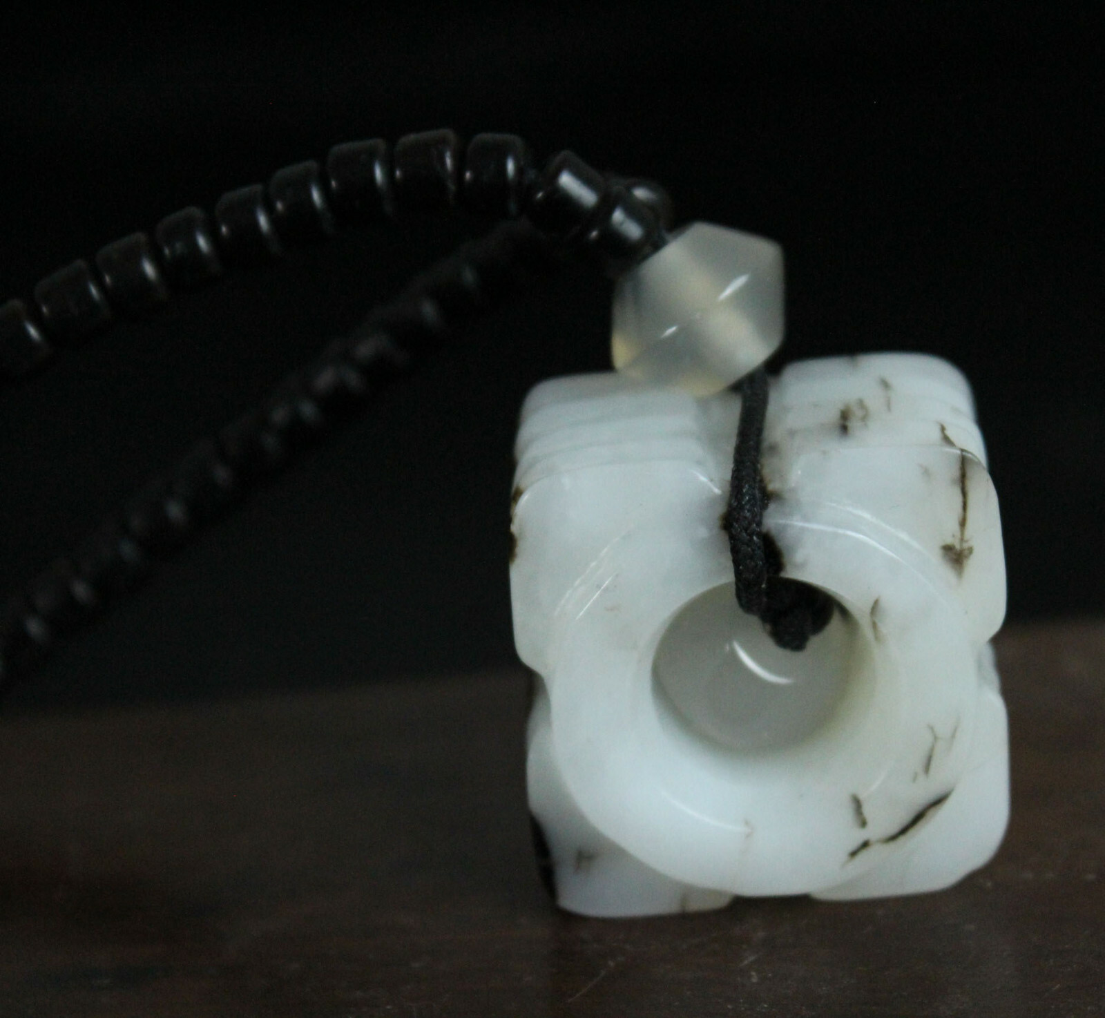 2.0cm China Antique Necklace Natural Hetian Jade Pendant amulet