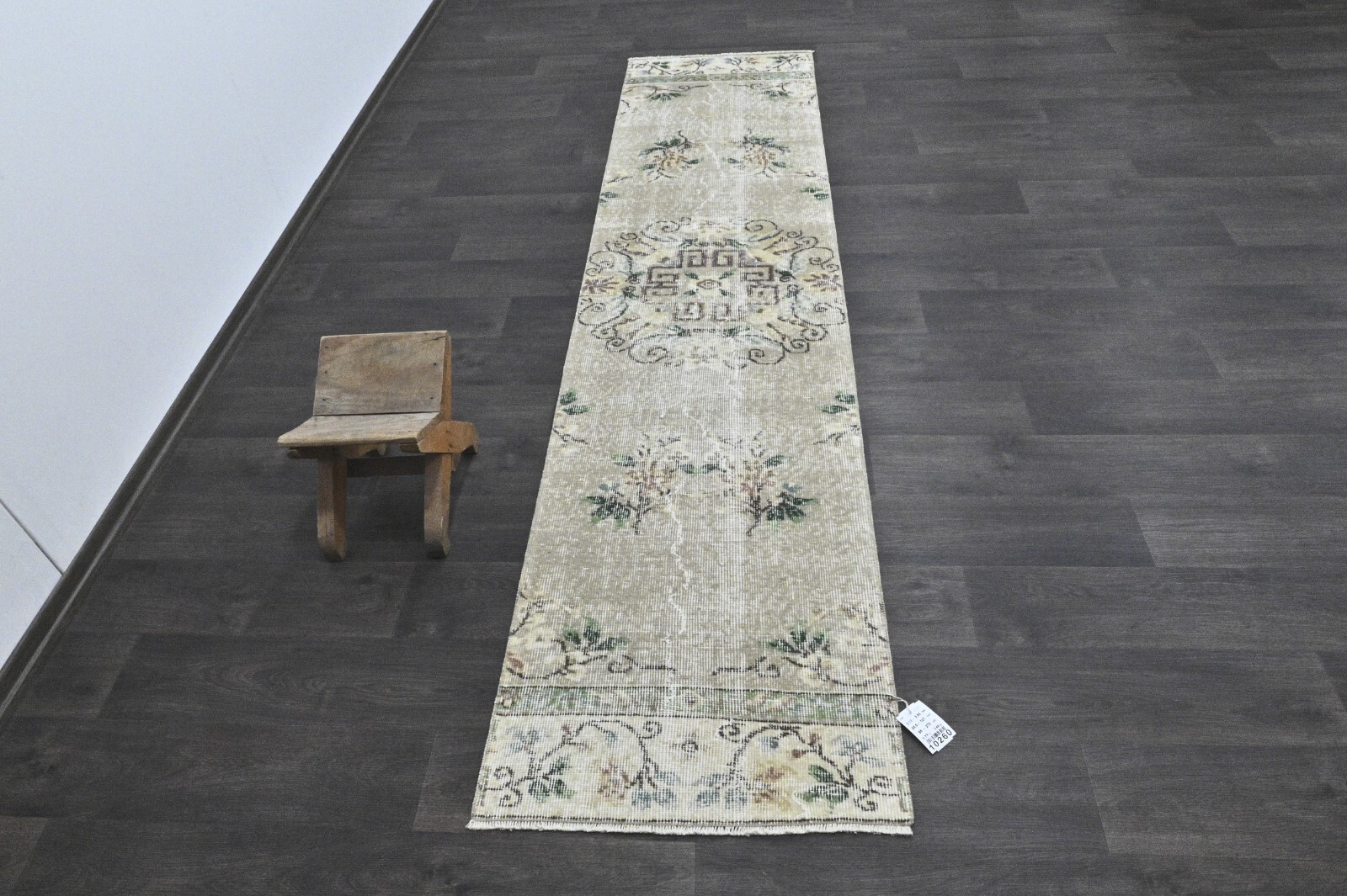 Vintage Turkish Runner Rug 2x9ft Wool Anatolian Handmade Hallway Oushak BROWN