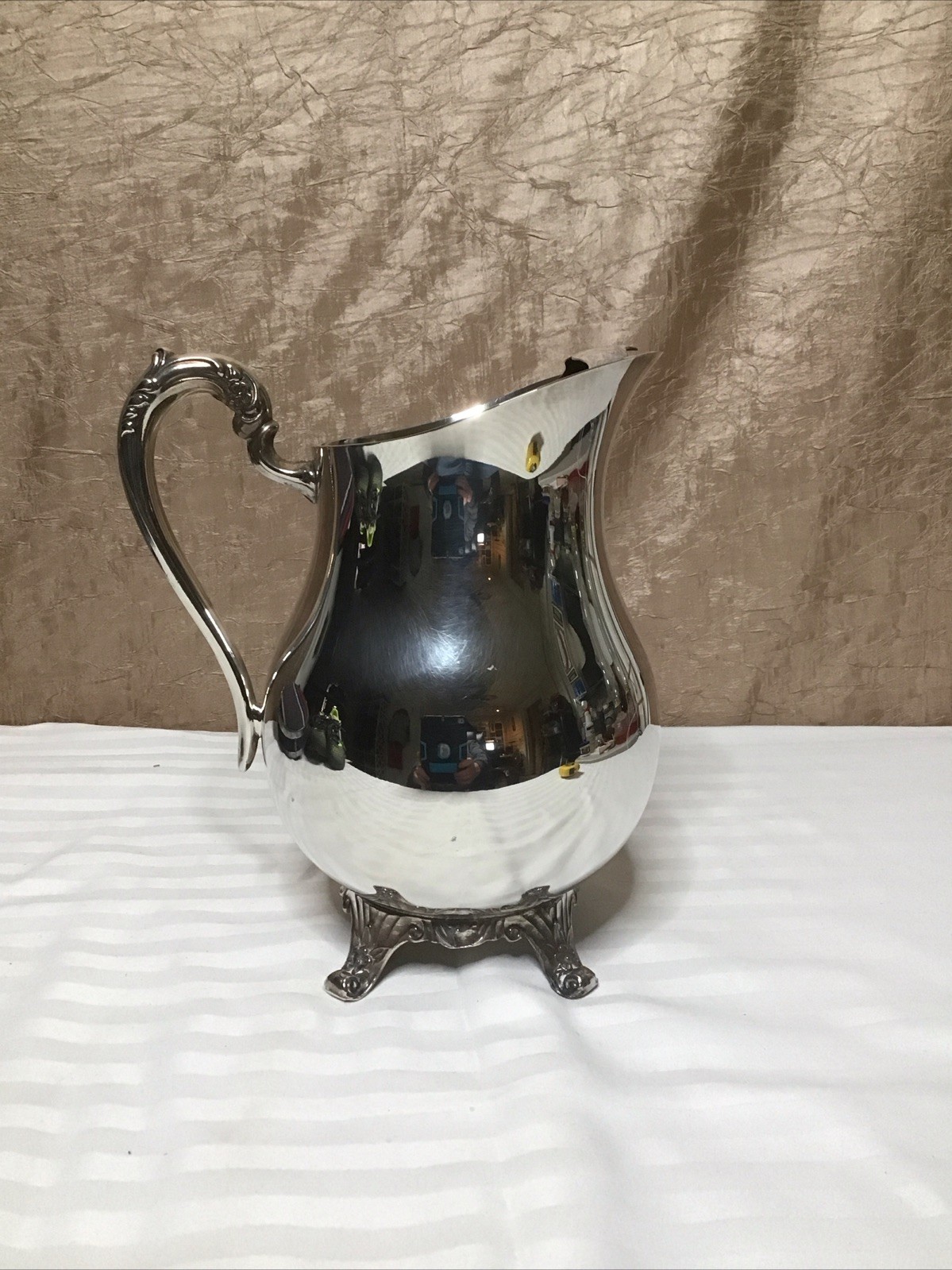 Vintage 1883 FB Rogers Silver Co. Silver Plated Footed Lipped Water Pitcher 3707