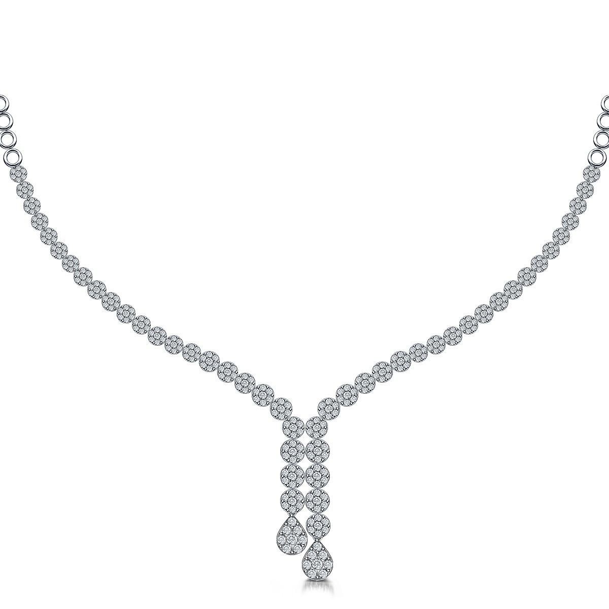 AY 4.50 Ct EF/VS1 Cluster Lab Grown Diamond Necklace in 925 Sterling Silver