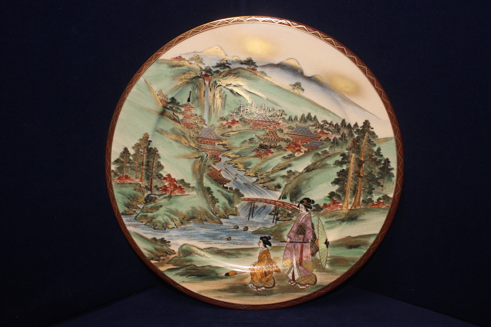 Antique Japanese Finely Painted Satsuma Meiji Period Porcelain Plate 11″, #3