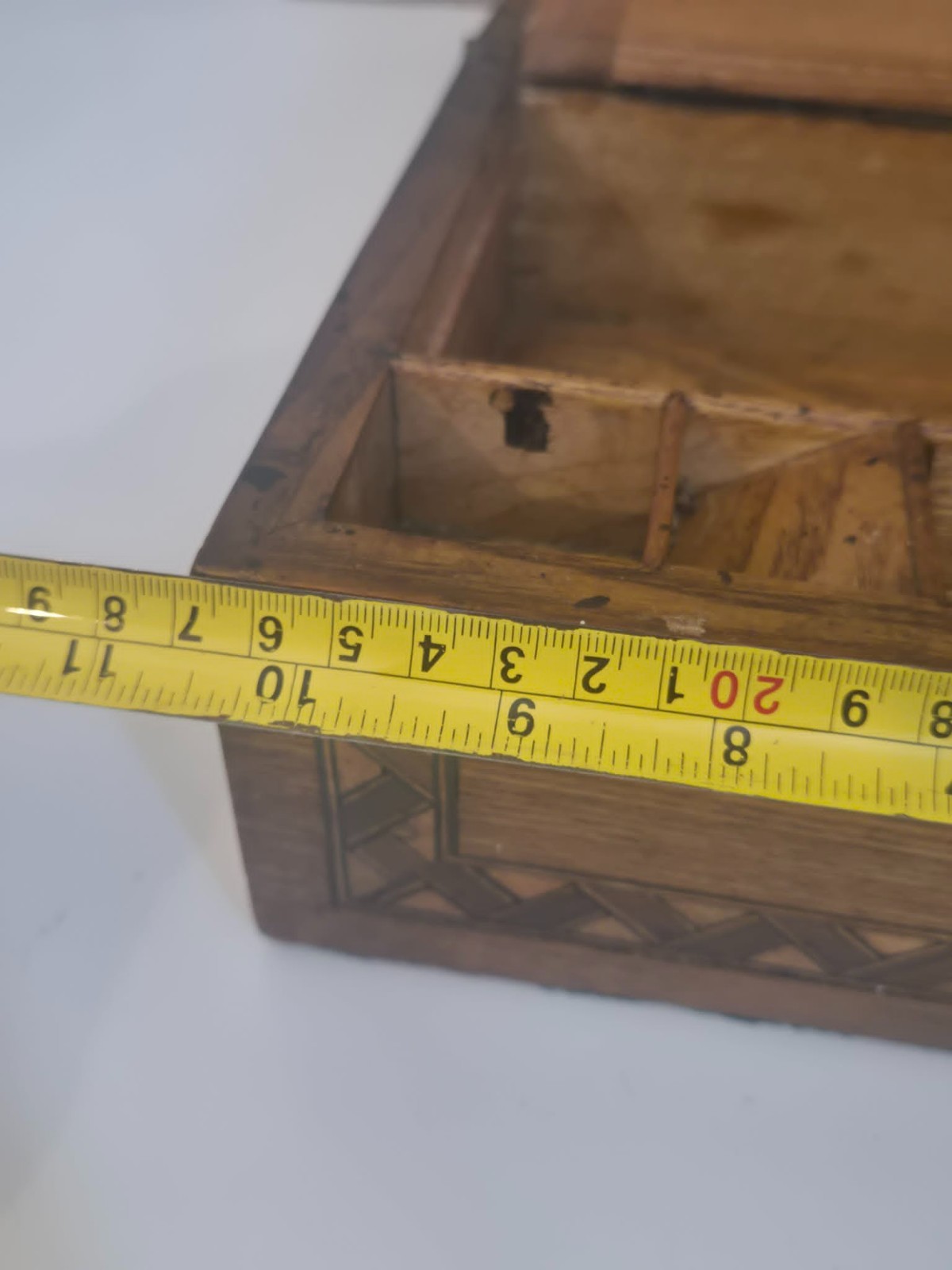 Antique Victorian Walnut Writing Slope Lap Desk Box Inlaid With Drawer