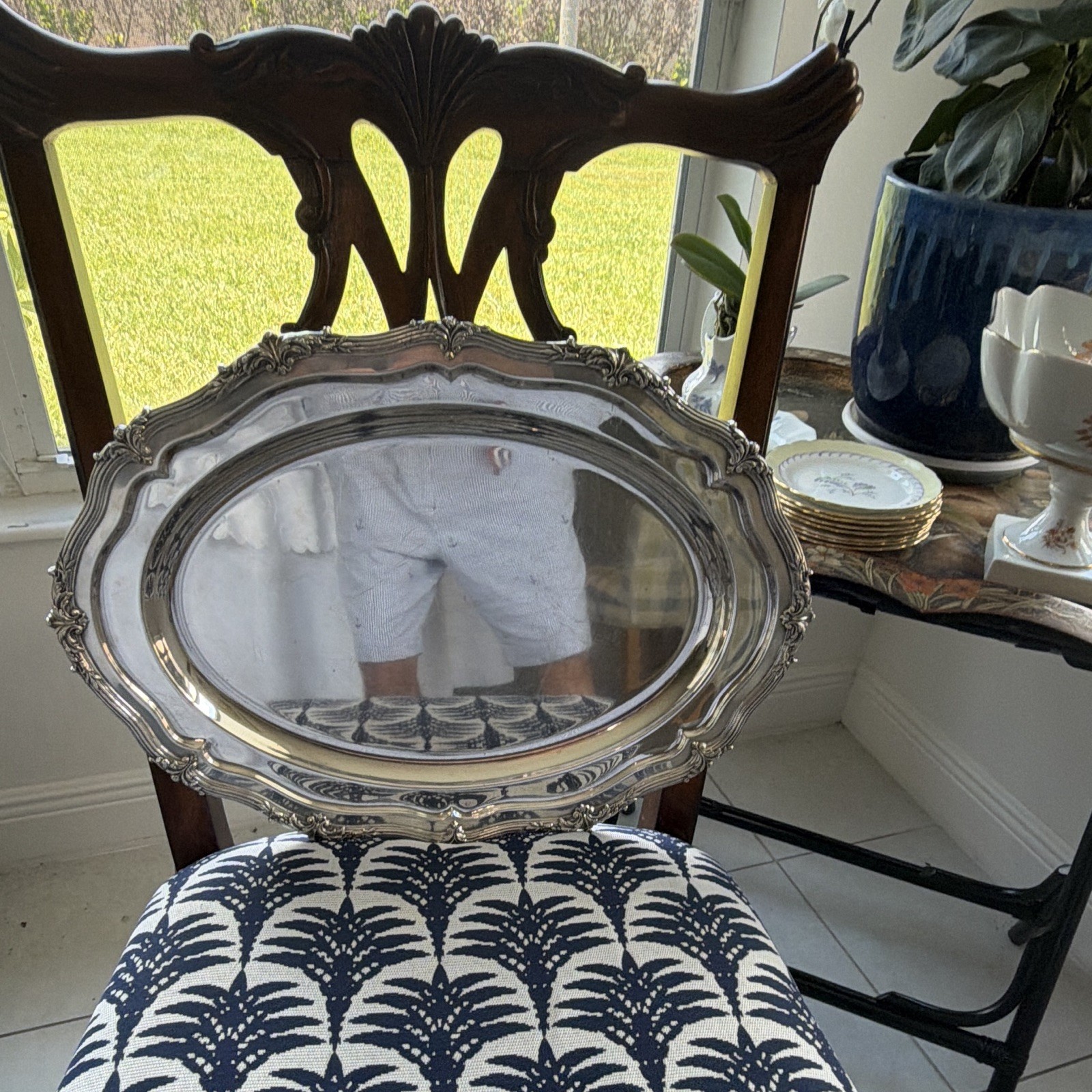 Gorham Mount Vernon Silverplate Oval Serving Platter Tray Baroque Rococo