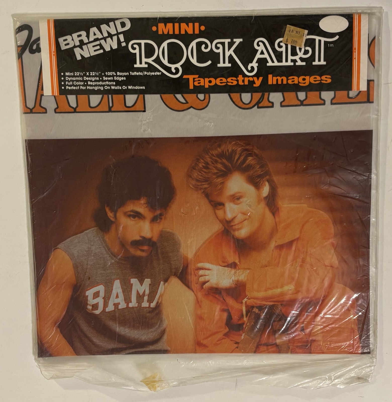 Vintage 80s Mini Rock Art Tapestry Hall & Oates Rayon Polyester New Sealed