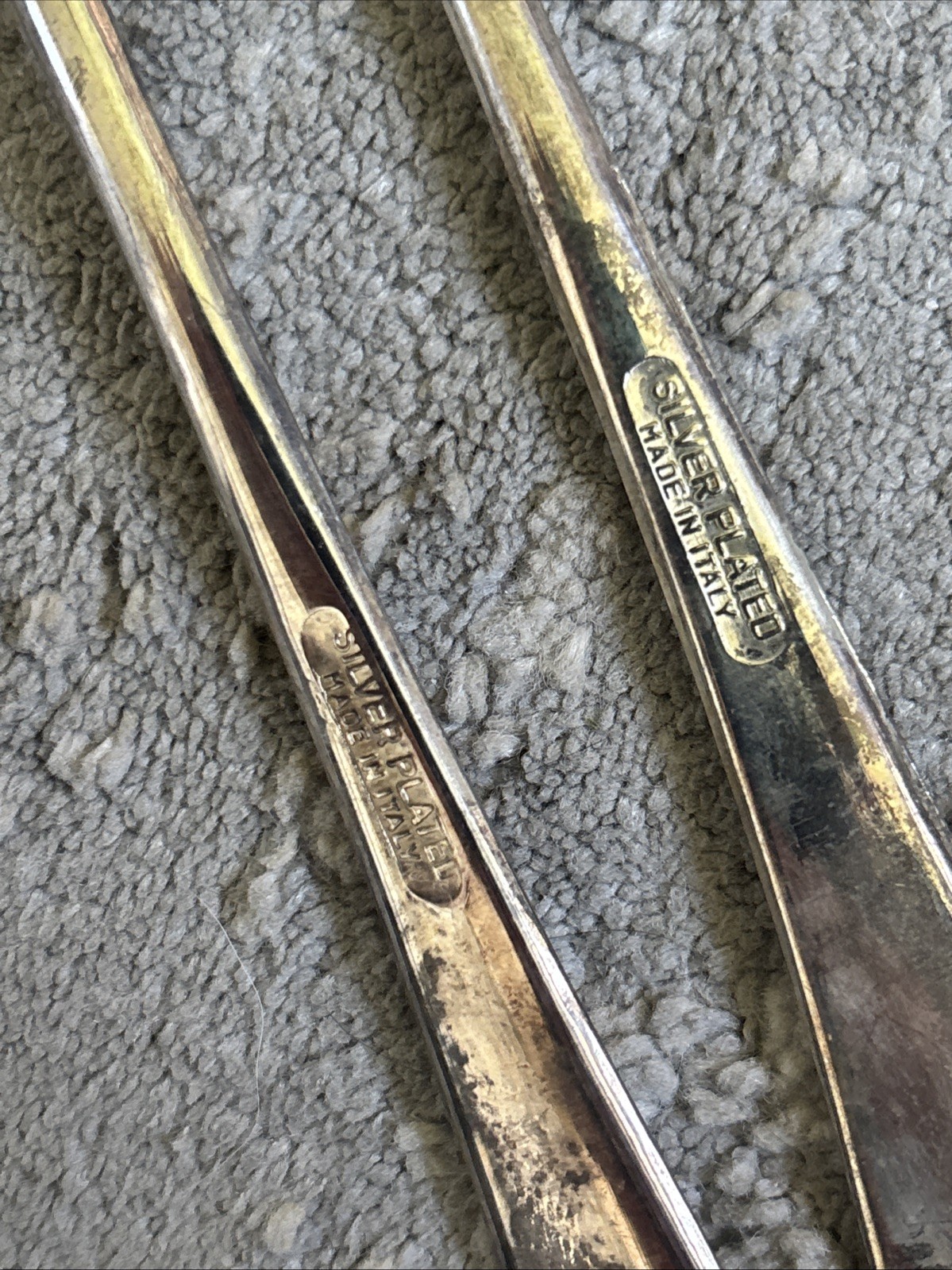 Serving Fork and Spoon Silver Plated Made In Italy 9.5” Long Vtg