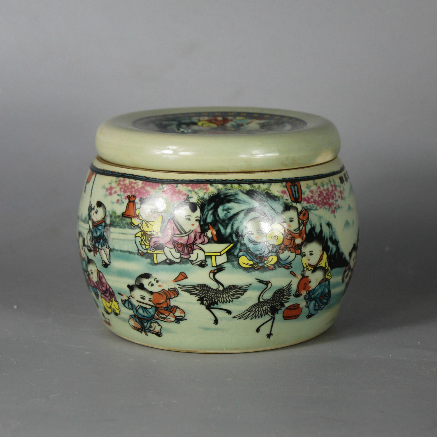 14cm China Qing Tongzhi Antique Famille Rose Ceramics Cricket Jar Home Decor