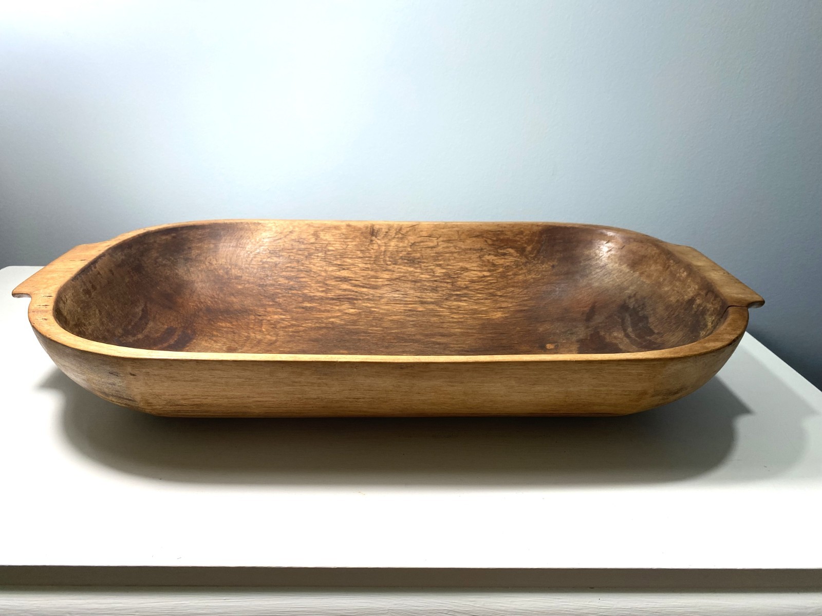 Antique Vintage Early American Wooden Trench Dough Bowl Primitive Farmhouse 20″