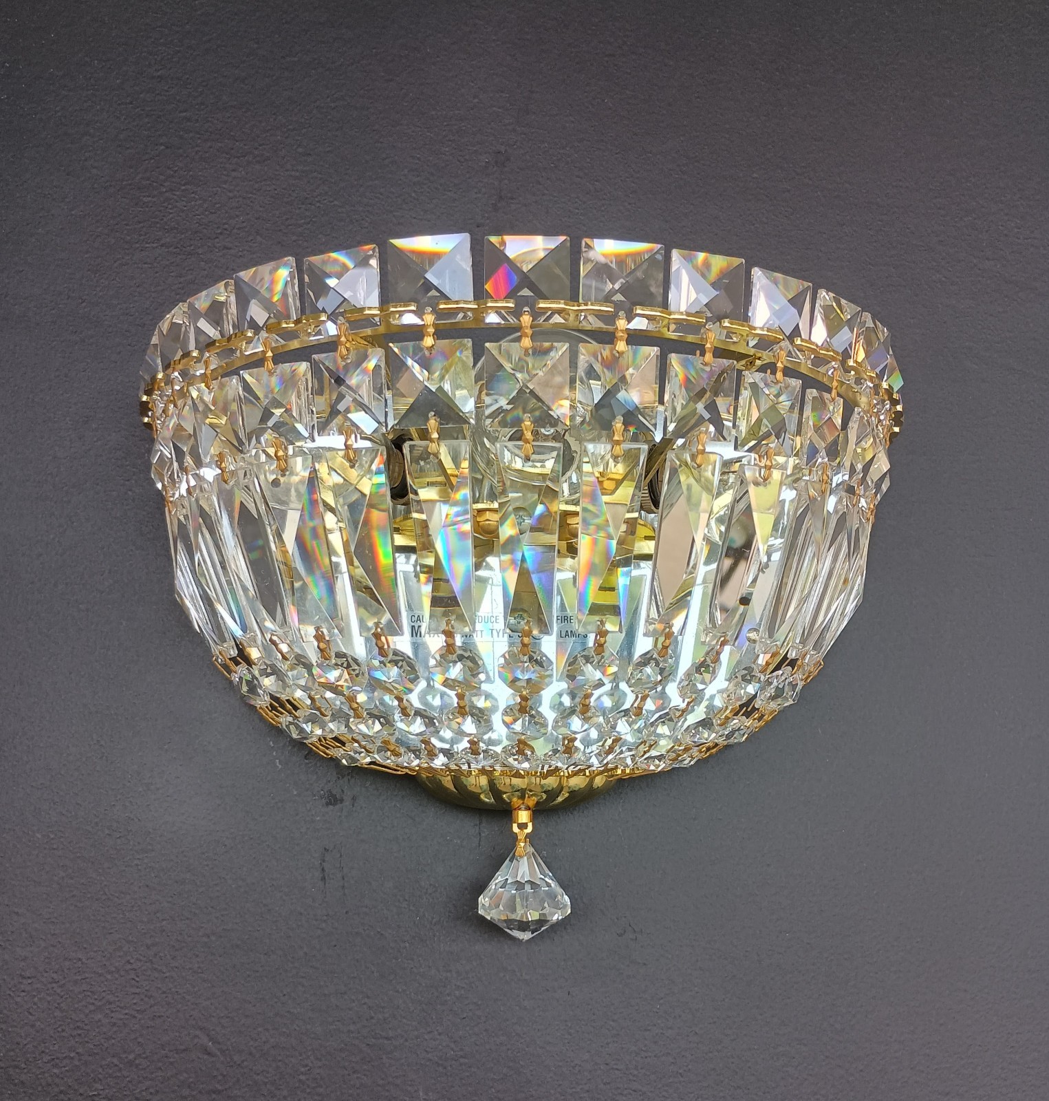 Pair Vintage Empire Style Schonbek ‘Petit Crystal Deluxe’ 6600 Crystal Sconces