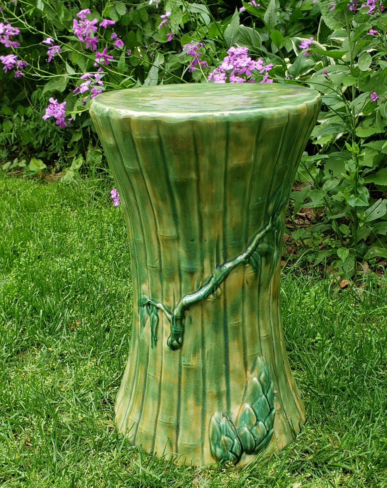 Vintage Antique Pottery Stool or Plant Stand 20″ Majolica or Weller