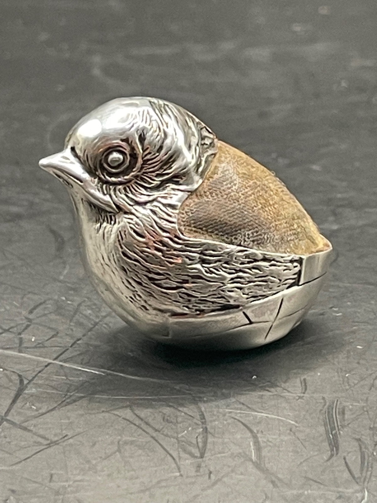 Pin cushion Solid Silver chick Antique Sampson Mordan Chester 1908