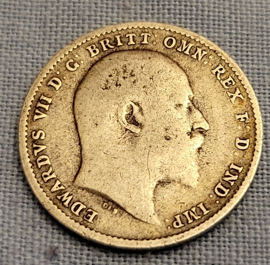 SOLID SILVER Three pence 1907 Coin Vintage Antique 3d King Edward VII UK Old USA