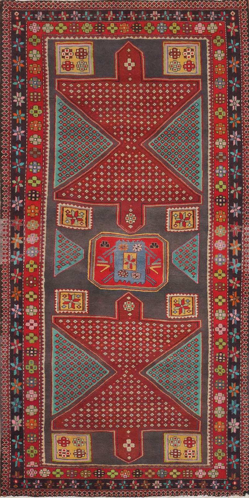 Vintage Geometric Traditional Style Area Rug 5×10 ft Hand-knotted Wool Nomadic