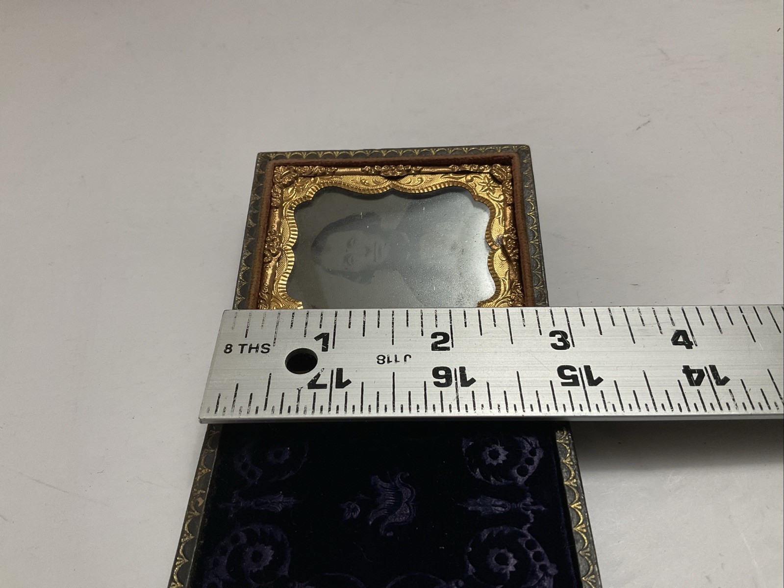 Union Case Copper Foil Matte Glass Ambrotype signed Lucinda Emry 1891