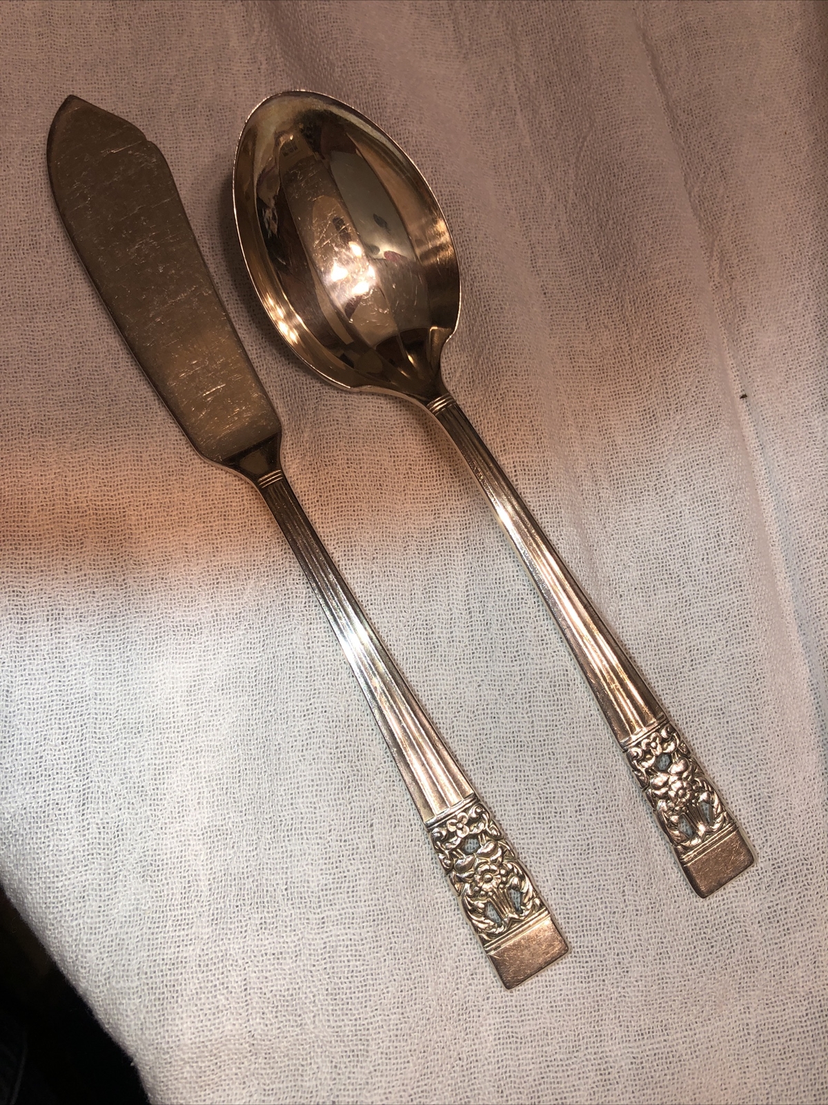 Ant Coronation Silverplate Community Oneida Sugar Spoon & Master Butter Knive