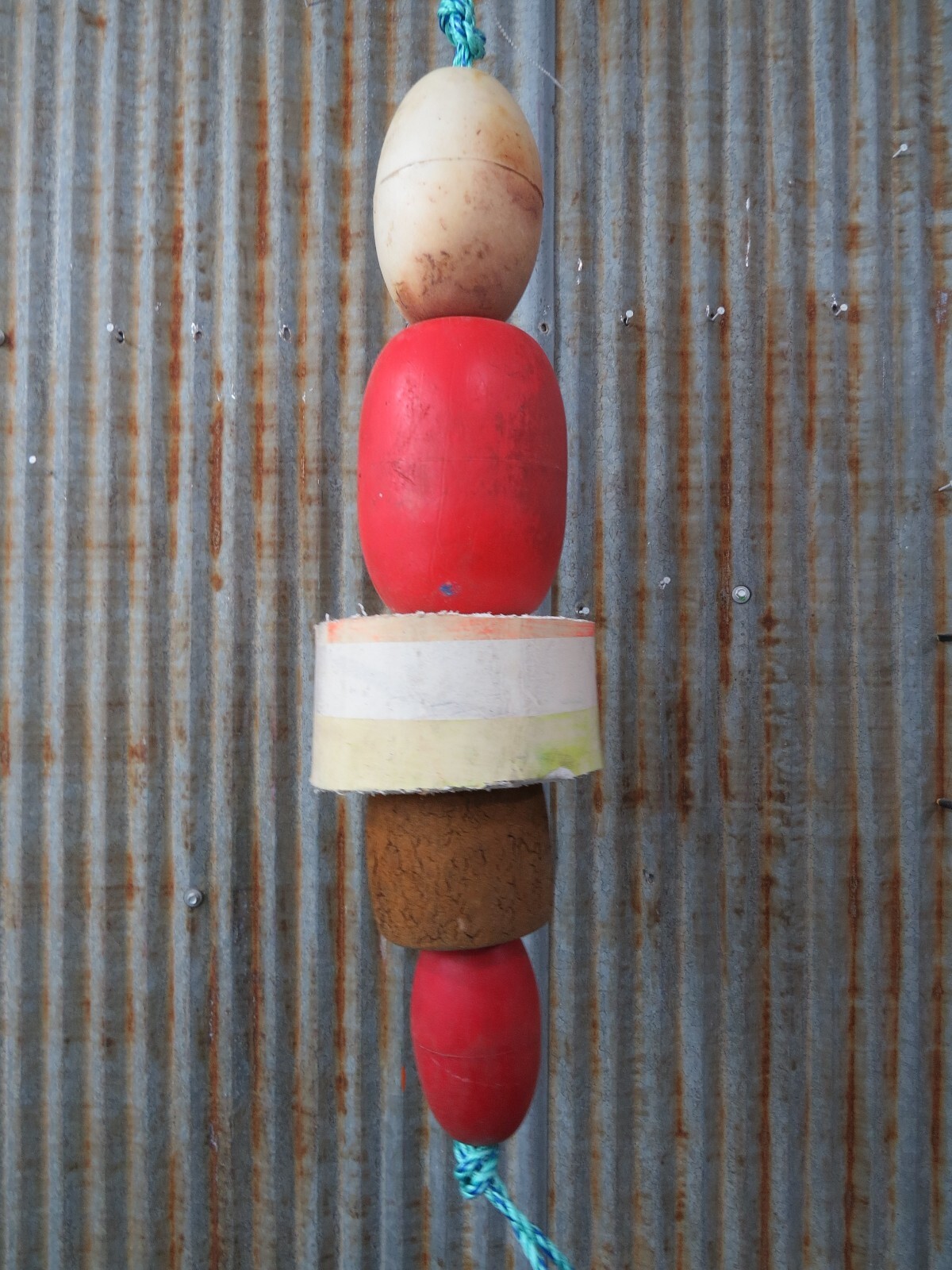 5 Old Fish Net Floats 23 Inches Long Fishing Buoys Bouys Tiki Hut Bar -(SF319)