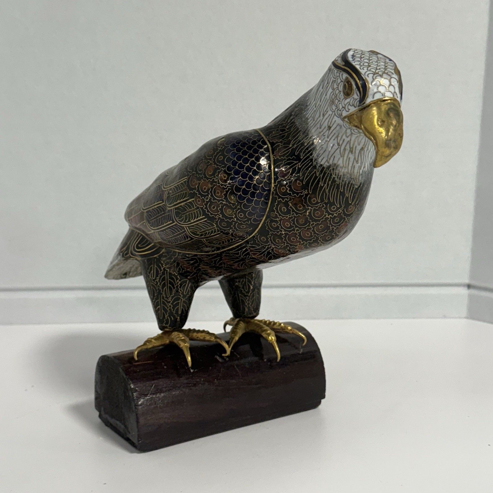 Vintage Antique Intricate Chinese Cloisonne Eagle Figurine Statue Asian Art