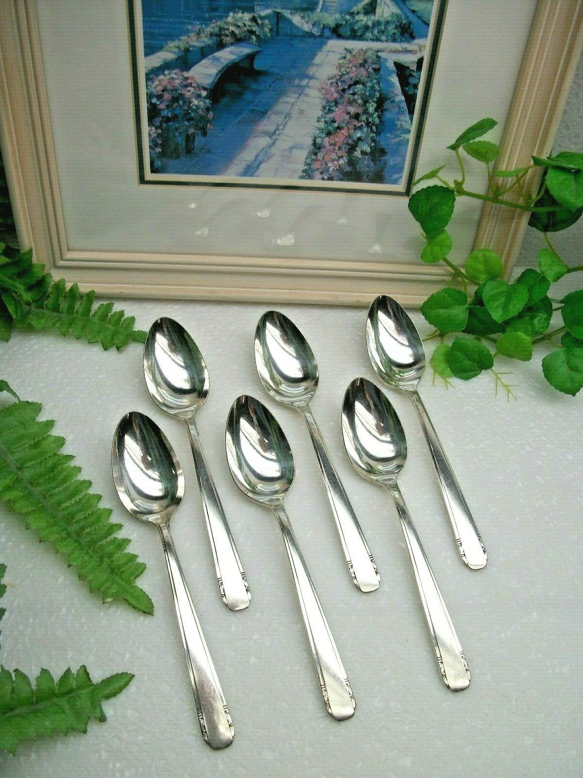 6 Oneida Community Tudor Plate ELAINE Silverplate Teaspoons 1926