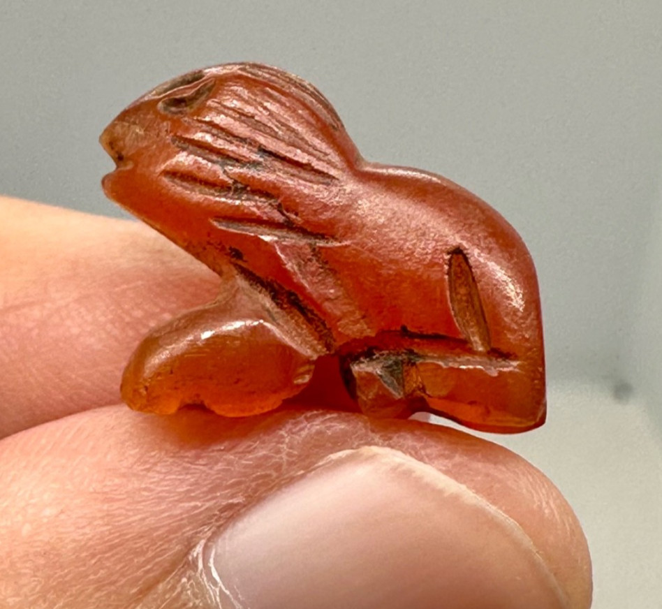 Ancient Carved Carnelian Lion Amulet – Protective Beast Pendant Roman