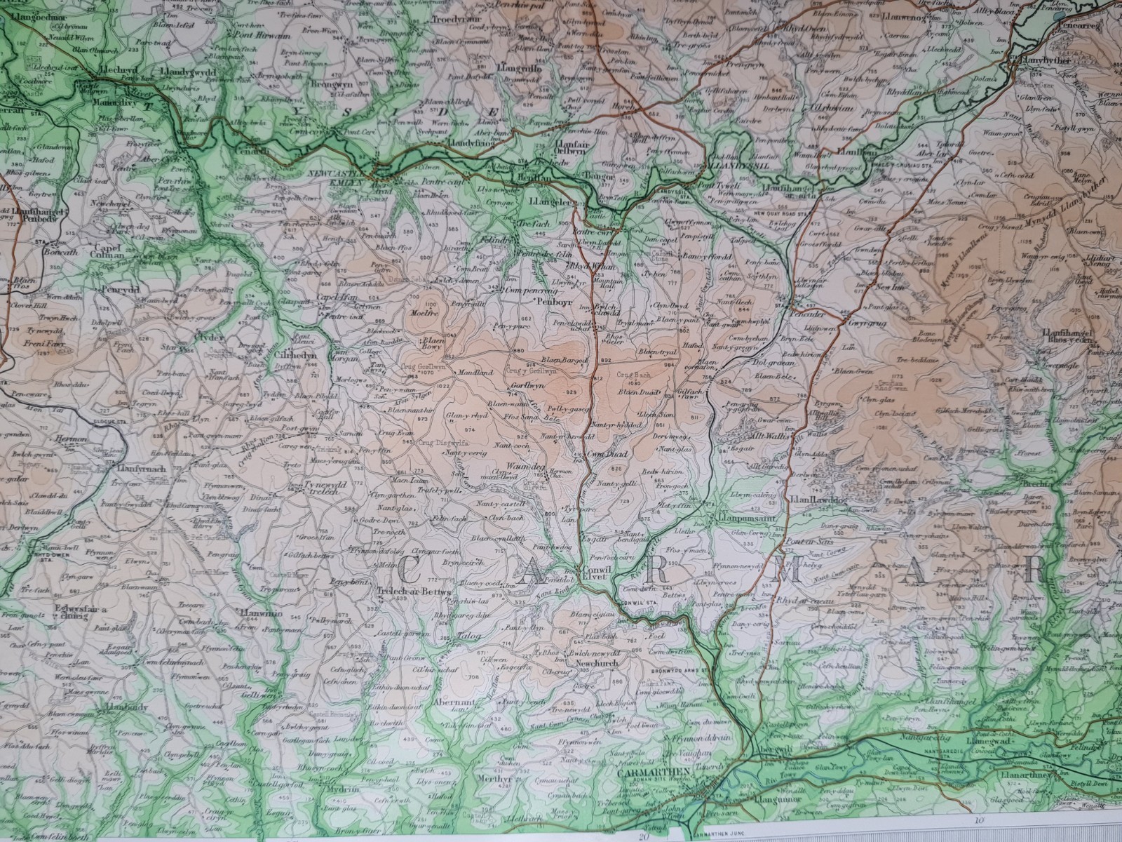 Antique 1903 Map – Cardigan – Lampeter – Carmarthenshire – Bartholomew