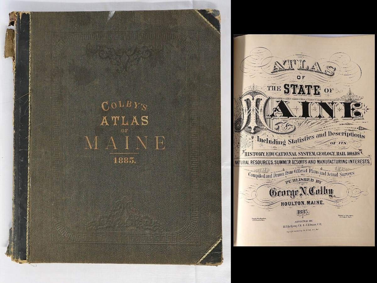 RARE Colby’s Atlas of Maine 1885 – Antique – Survey, Map, History Compilation