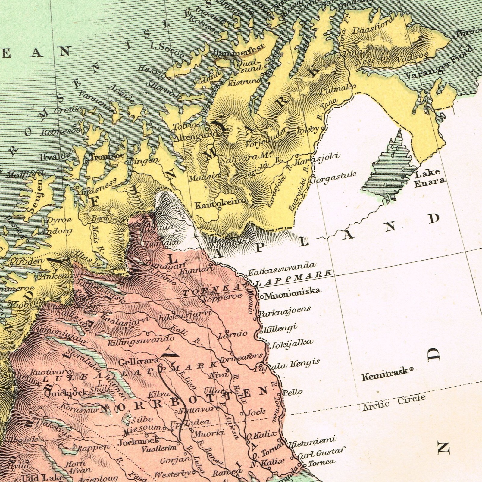 NORWAY SWEDEN 19th Century Original Map Scandinavia Sverige