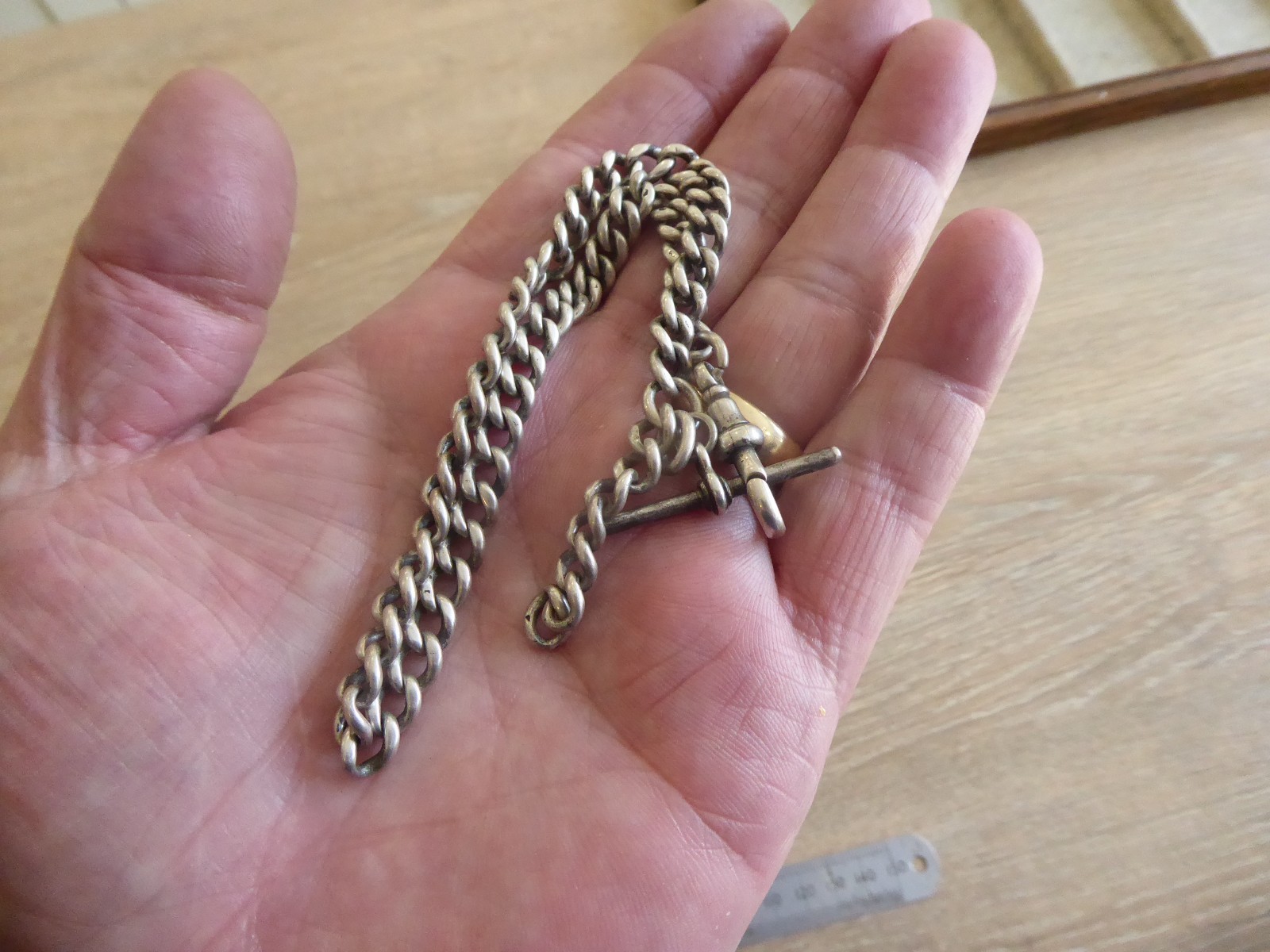 GOOD ANTIQUE SOLID STERLING SILVER ALBERT POCKET WATCH CHAIN