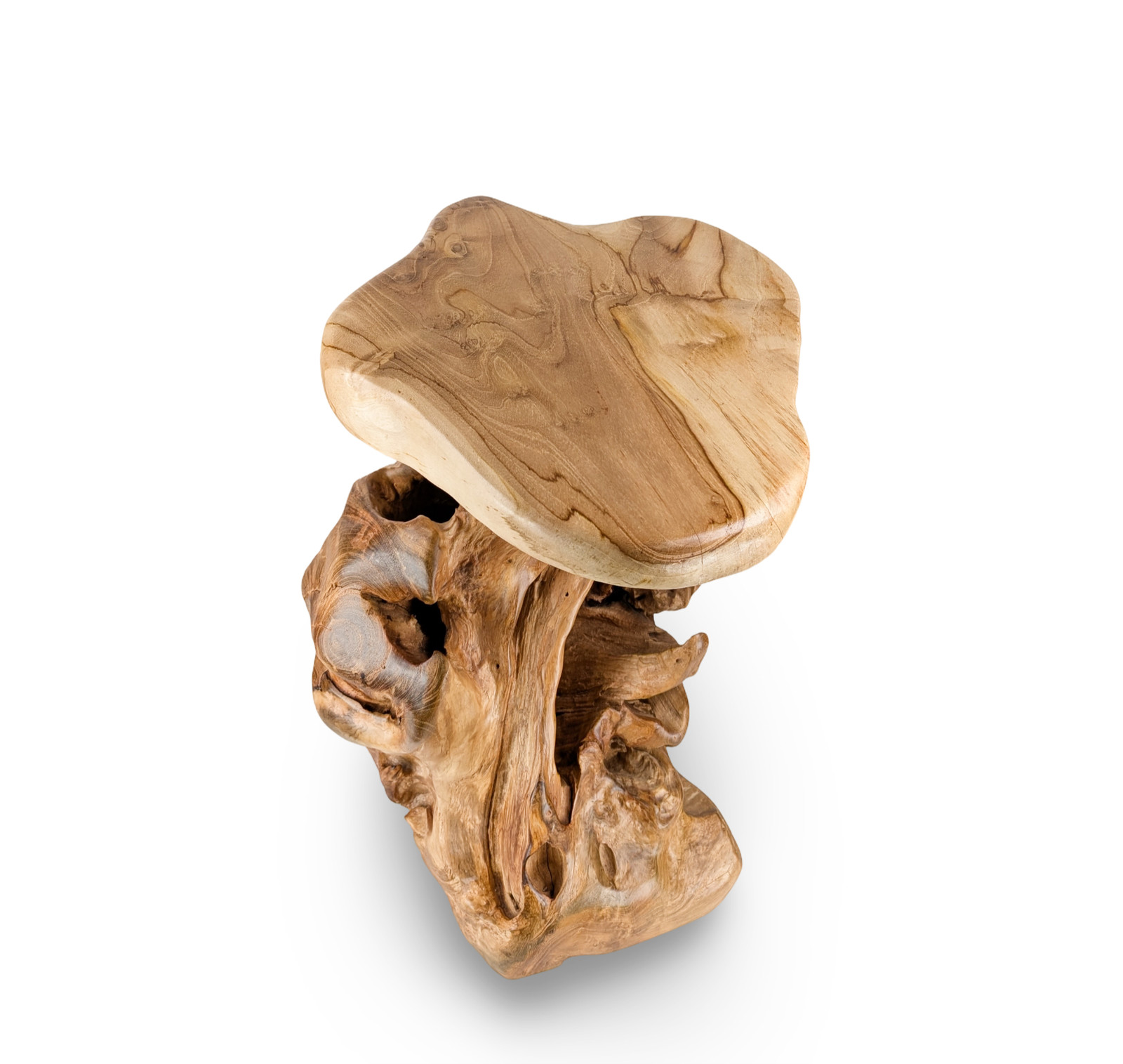 Tree Stump Stool, Boho Wood Stool, Teak End Table, Teak Side Table