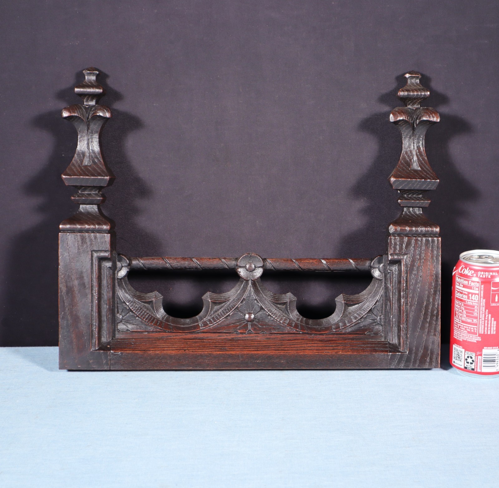 15″ Wide French Antique Gothic Crest/Pediment/Crown in Solid Chestnut Wood