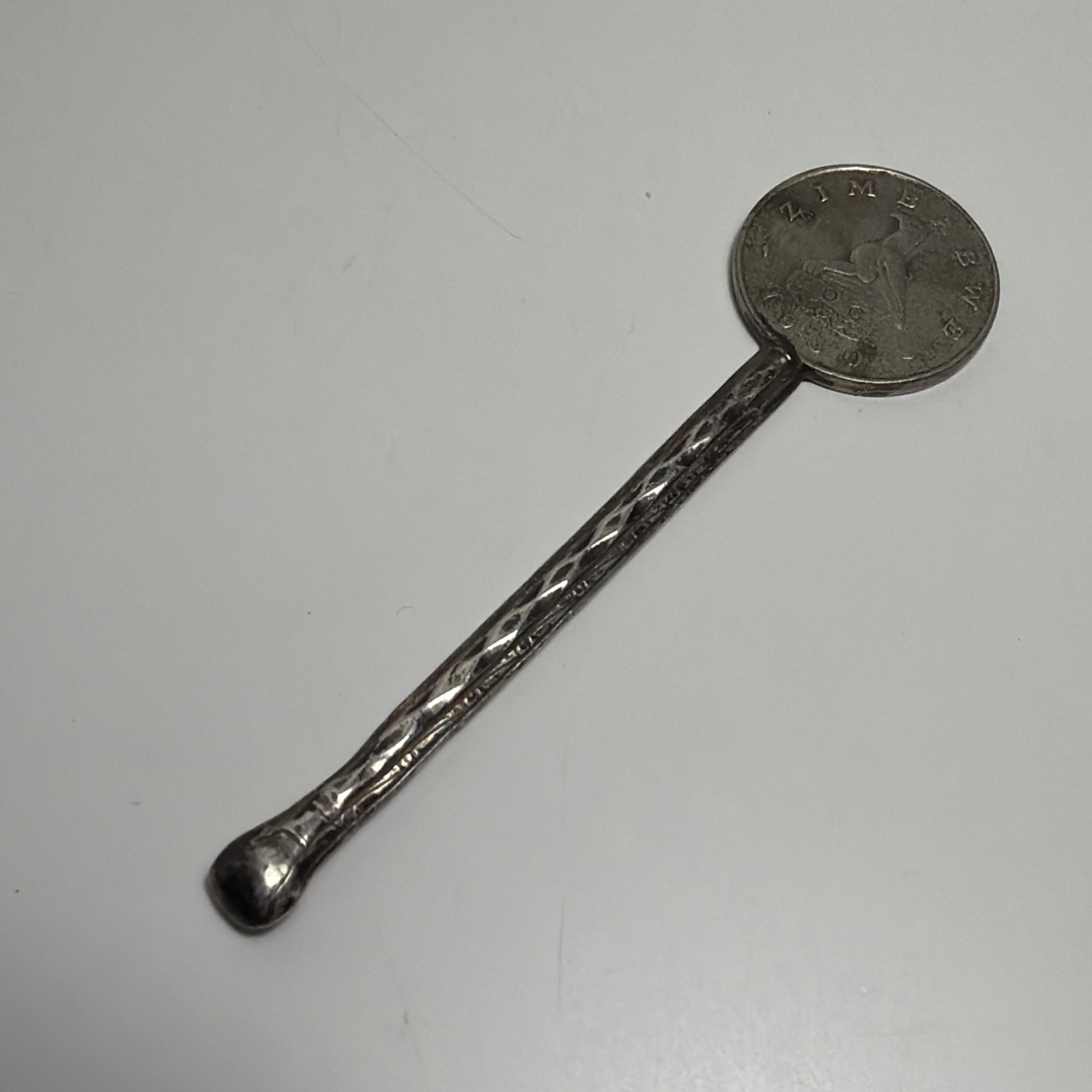 Vintage Silver Metal Apothecary Spoon Coin 2.5″ Mini South Africa 5 Cent Rabbit