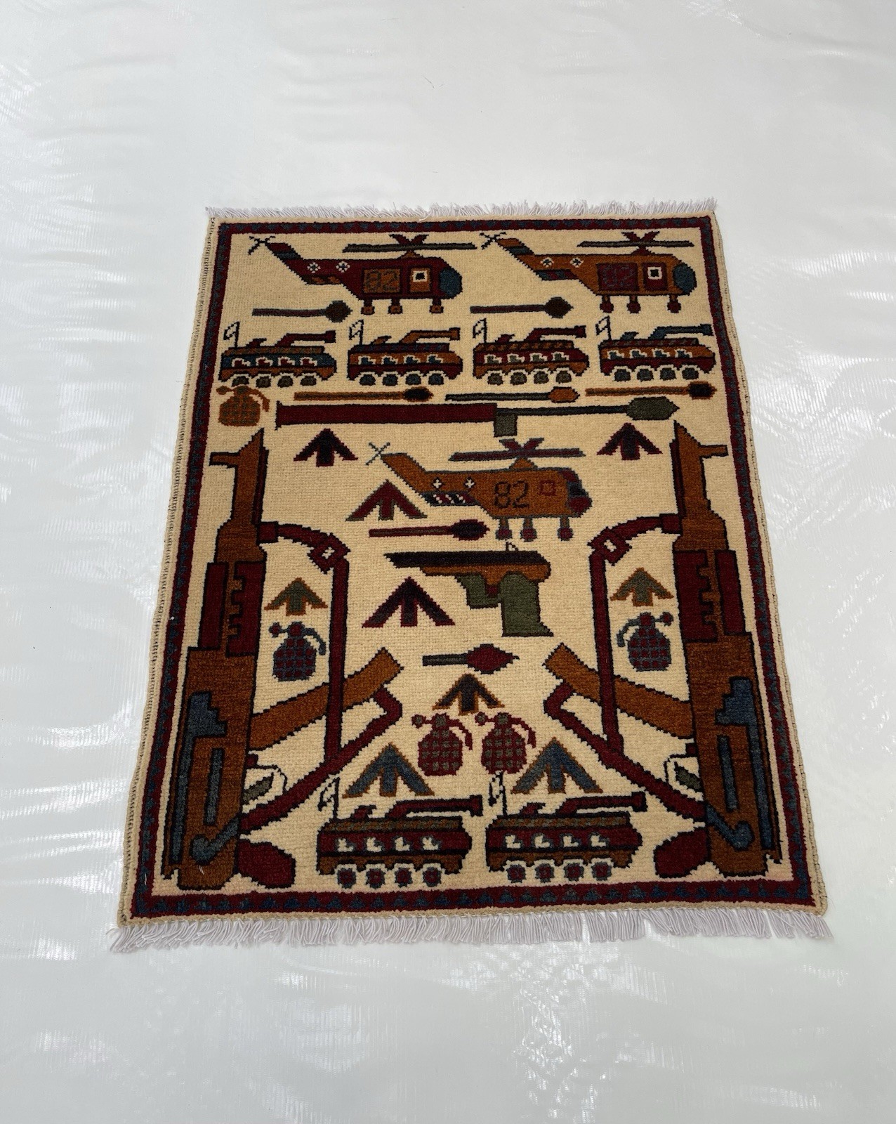 79×63 Cm Afghan War Rug War Rug Beautifully Made Wool Rug Handicrafts #434