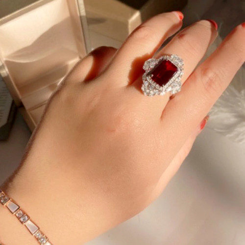 5.00 Ct Natural Garnet Diamond Engagement Ring 14K Solid White Gold Size 7