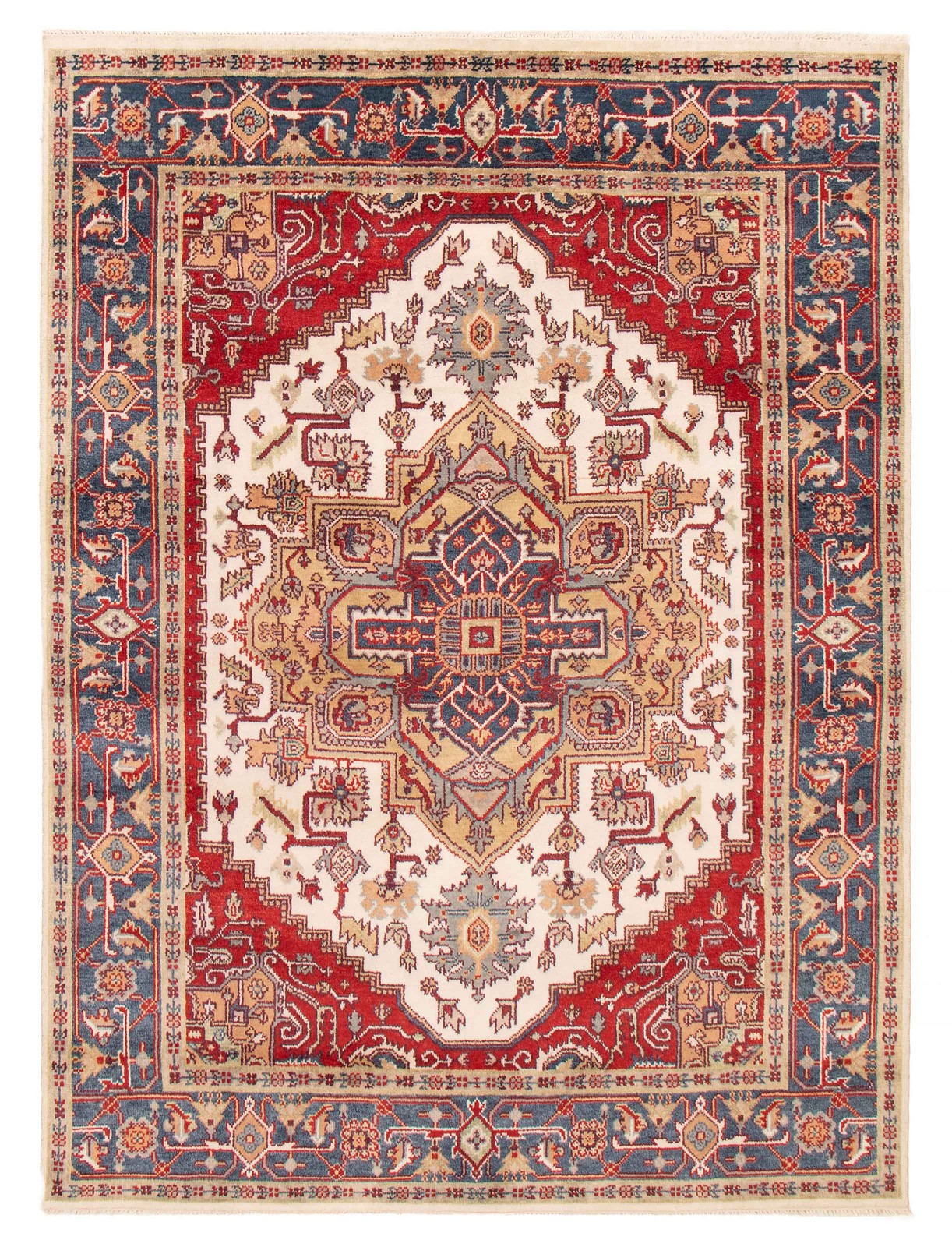 Vintage Ivory Traditional 7’9″ x 10’4″ Hand-Knotted Oriental Wool Area Rug