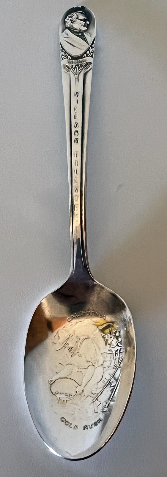 President MILLARD FILLMORE Wm. Rogers Souvenir Silverplate Spoon~Gold Rush