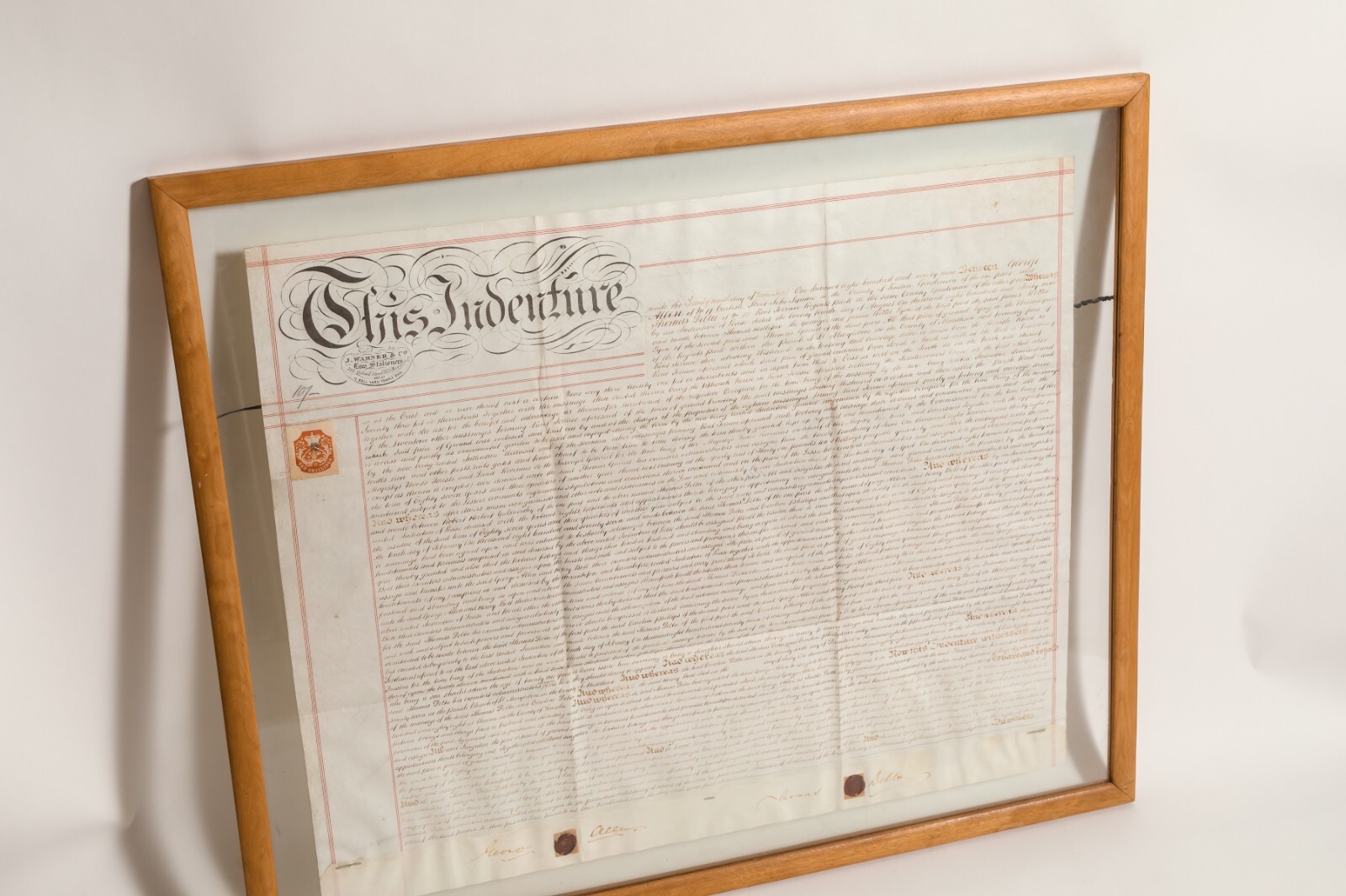A Historical English Document “This Indenture” Framed
