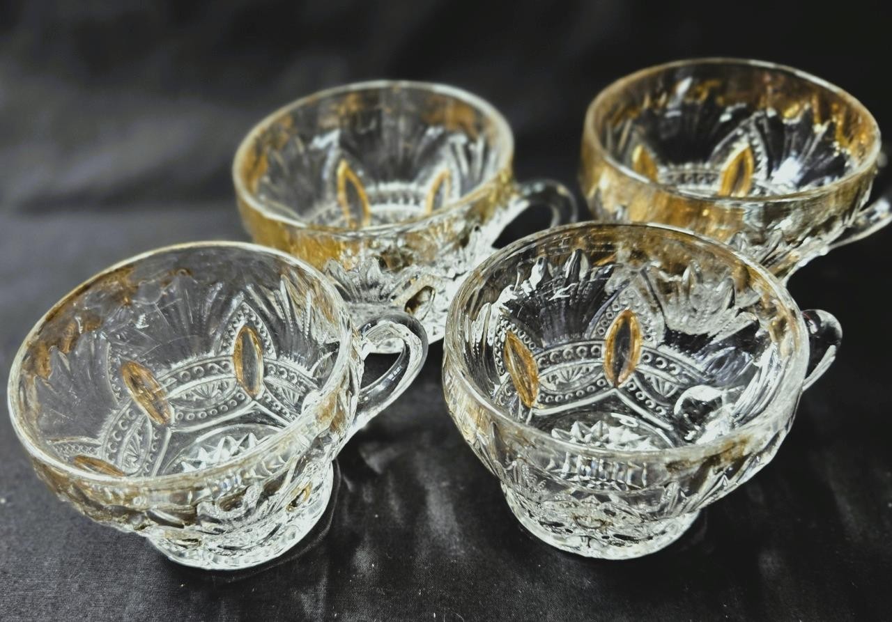 Heisey Prince of Wales Gold Flash Punch Cups EAPG Glass 7 available all signed