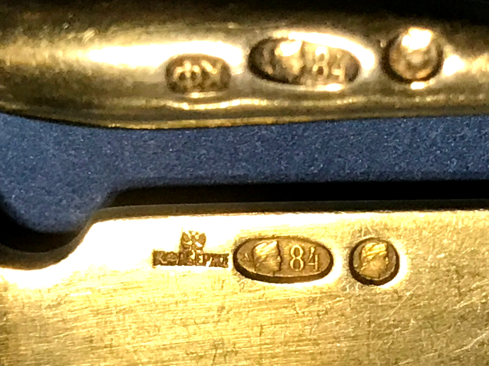 ФАБЕРЖЕ ORIGINAL GILT SET SILVER 84 RUSSIAN FAMOUS “KF” FABERGE IMPERIAL ANTIQUE