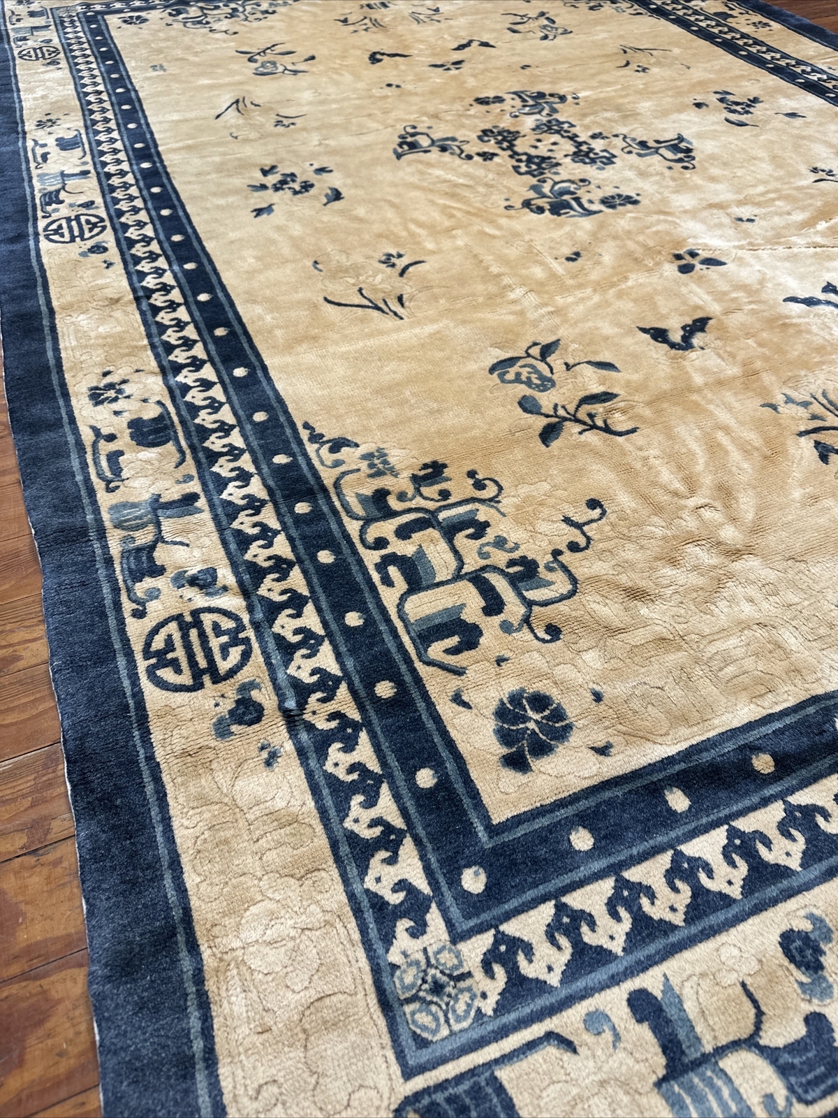 Vintage Antique Chinese Art Deco Oriental Rug Handmade Wool/cotton Floral (116)