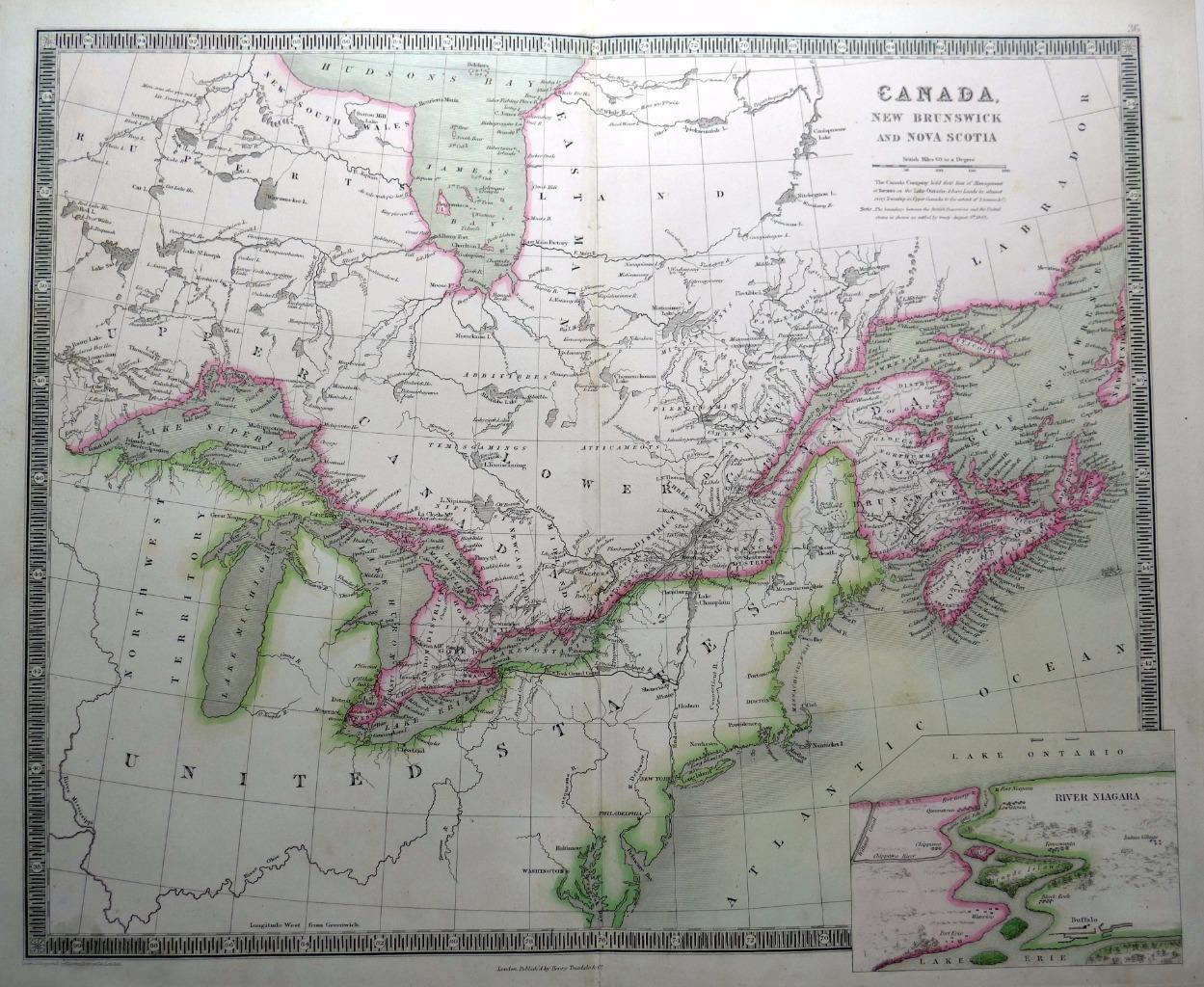 CANADA NOVA SCOTIA BY JOHN DOWER c1844 GENUINE ANTIQUE MAP ORIGINAL HAND COLOUR