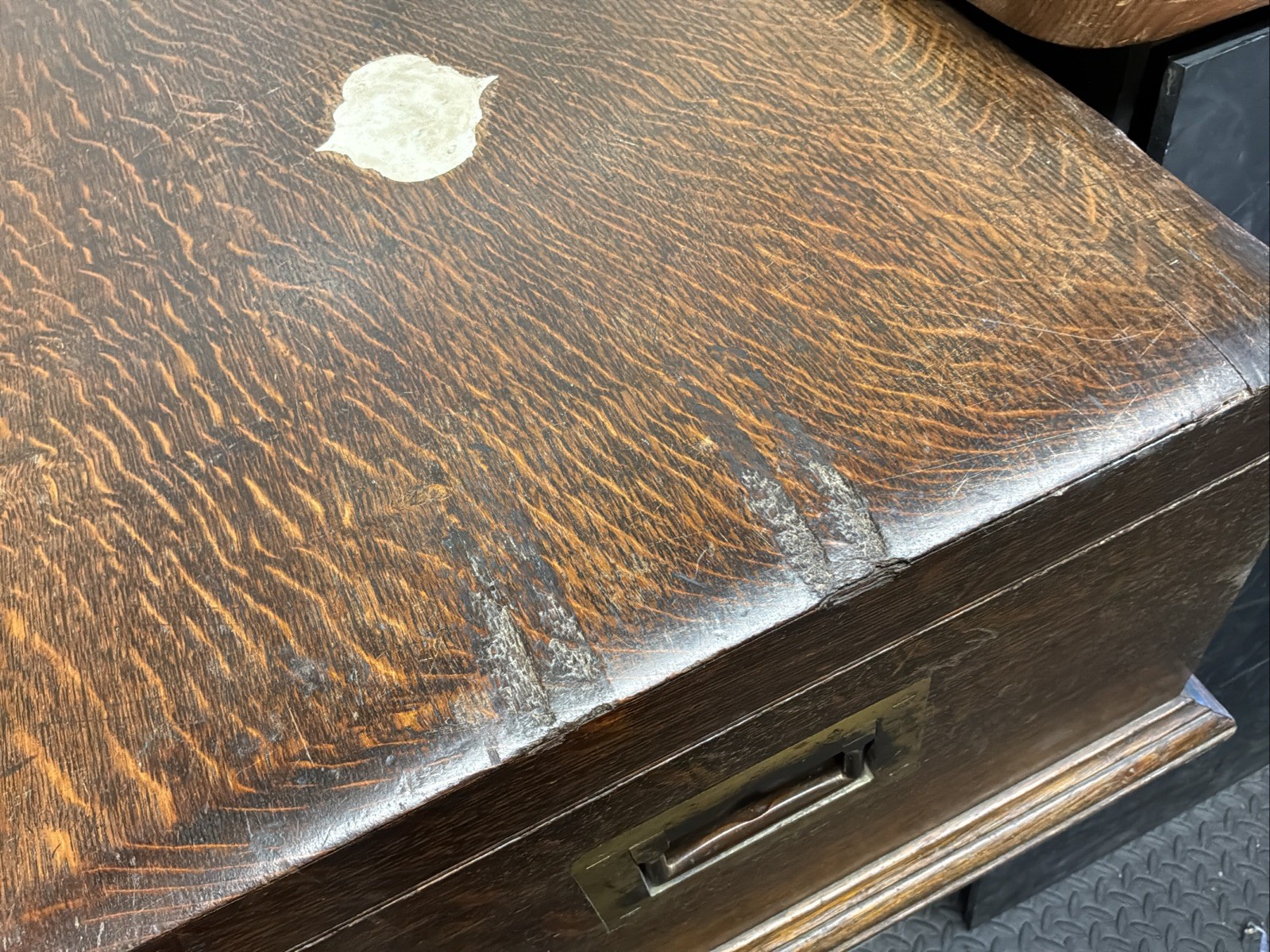 Antique Mappin & Webb Oak Two Drawer Empty Canteen Cutlery Box Collectors Chest